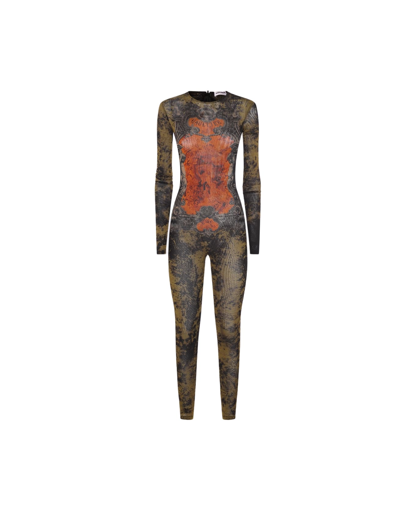 Jean Paul Gaultier Black And Red Jumpsuit - BLACK/KHAKI/ORANGE