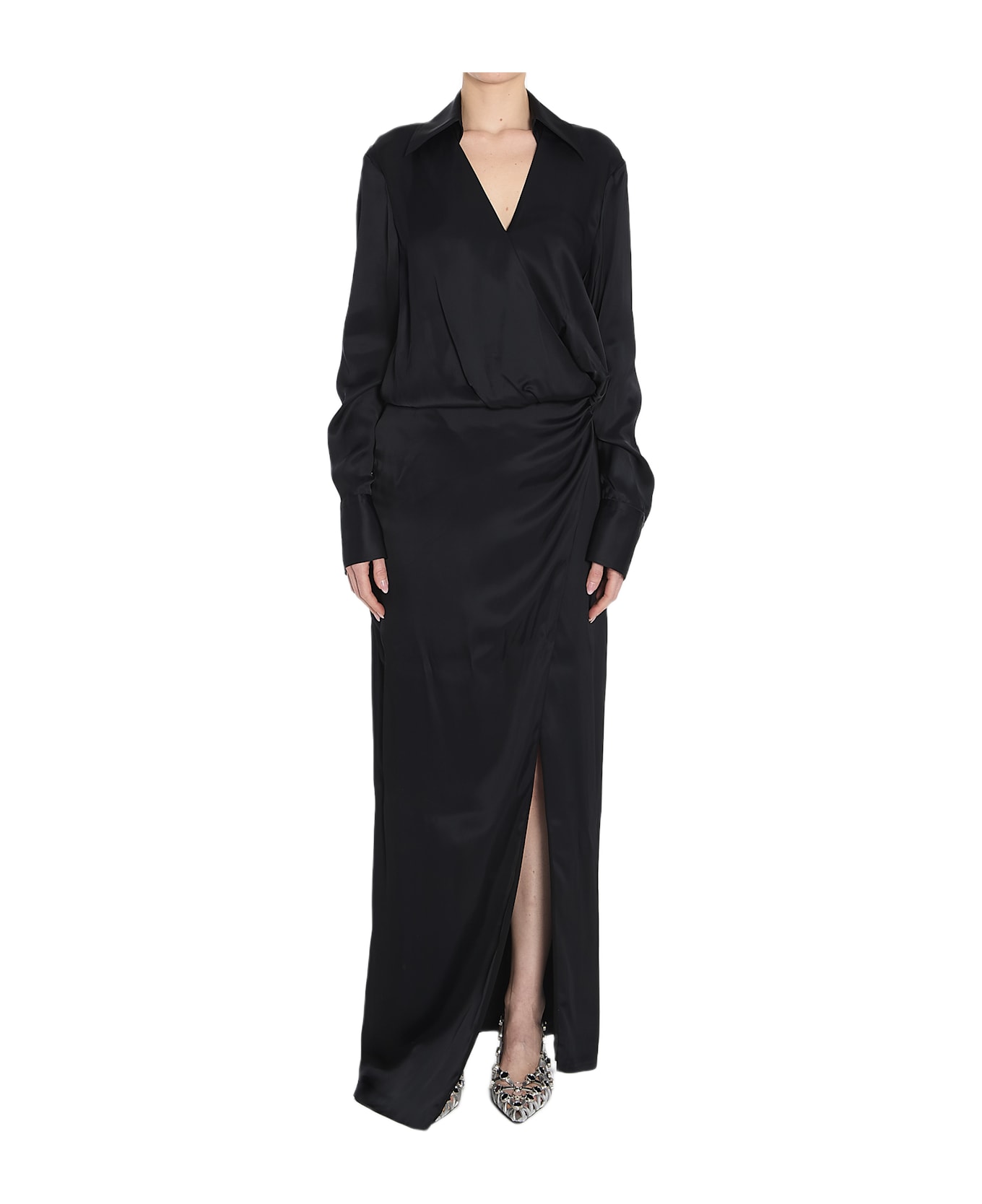 The Attico Long Shirt Dress - BLACK