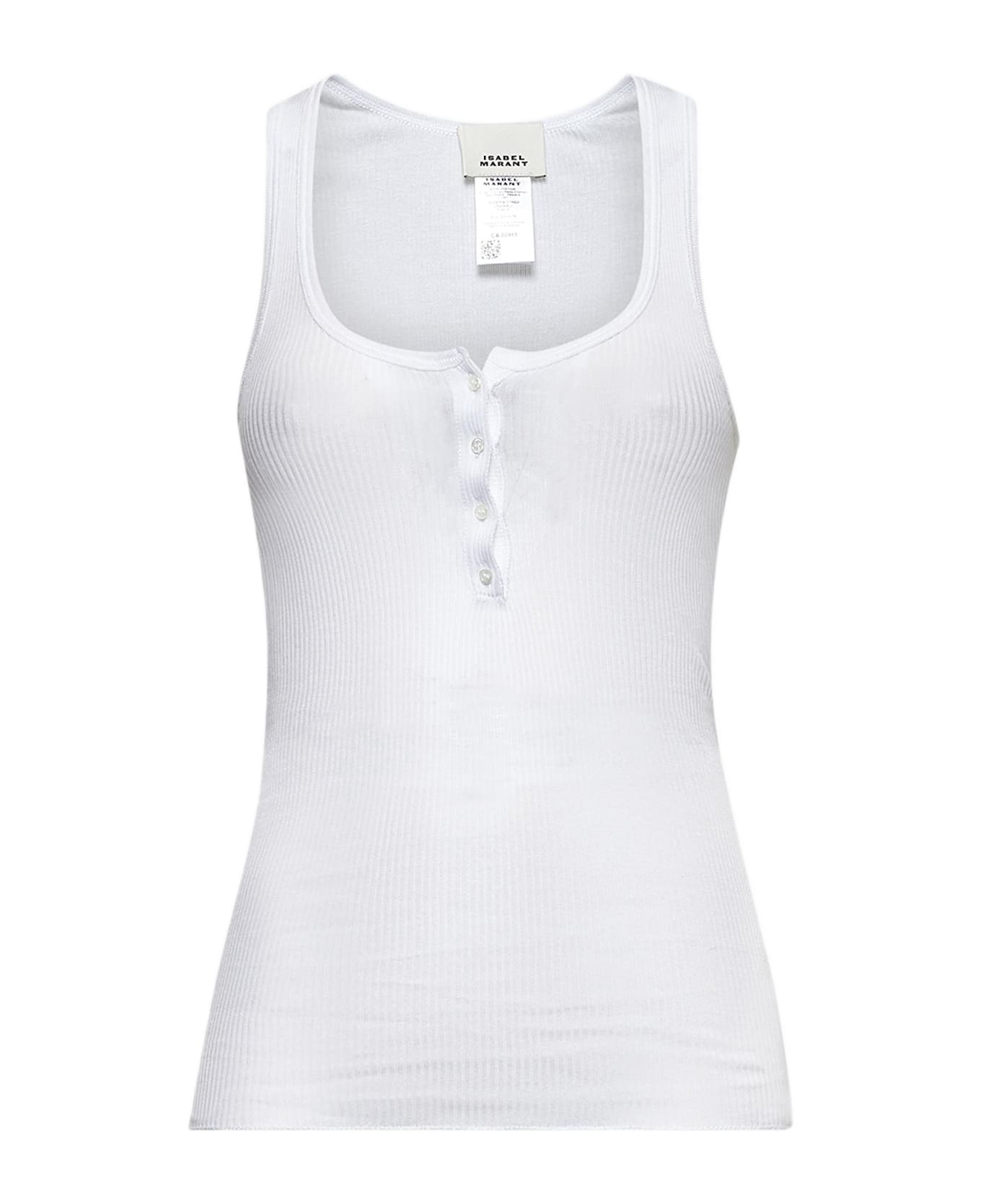 Marant Étoile White Ribbed Jersey Louisali Top - White
