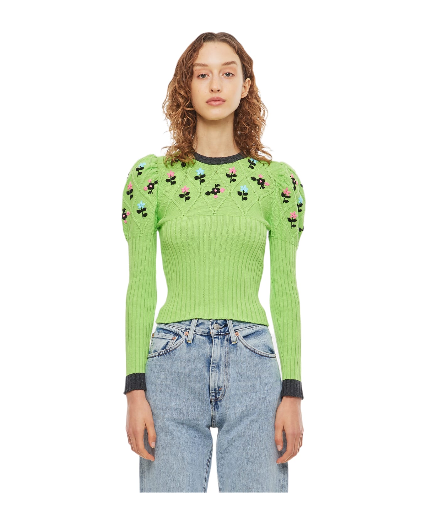 Cormio Oma Cotton Sweater With Embroidery - Green