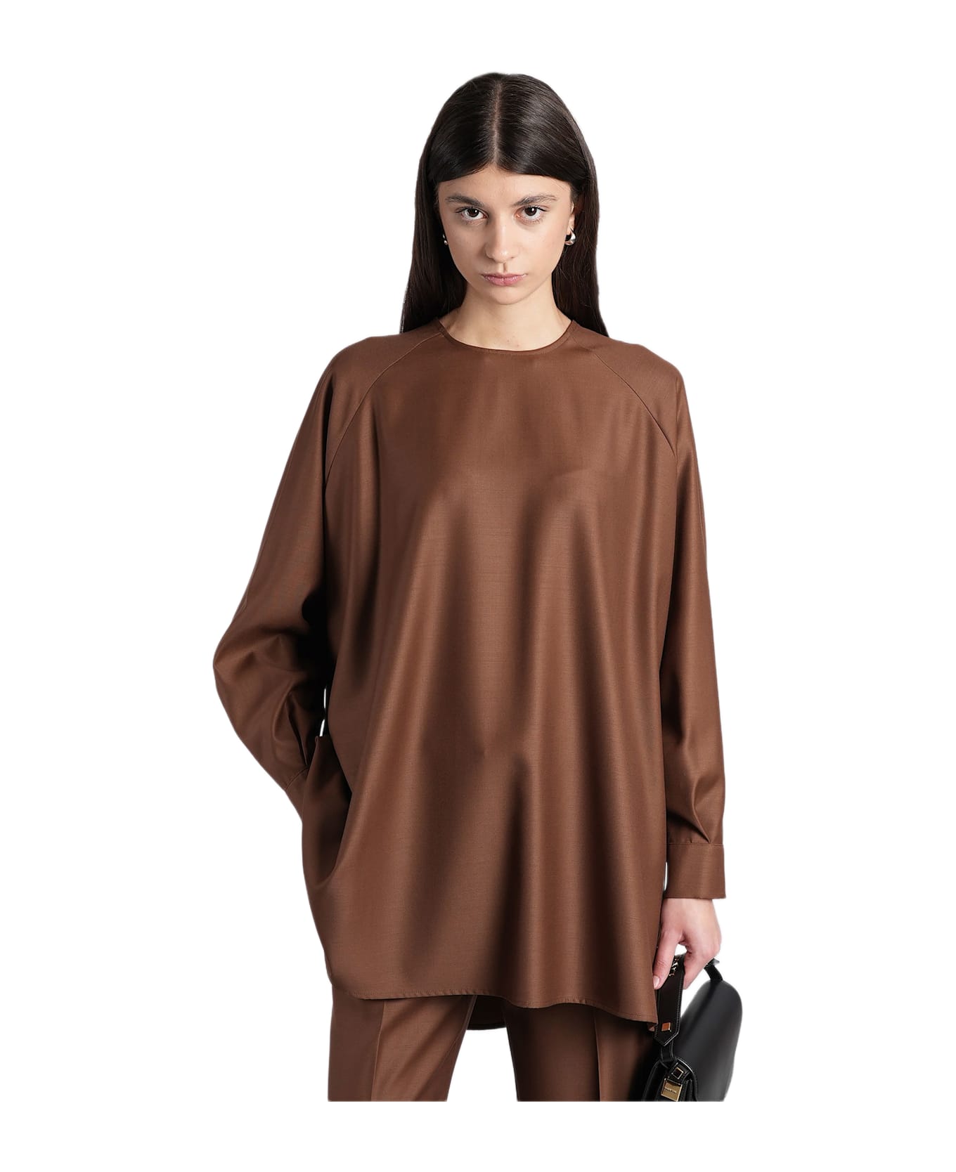 Gianluca Capannolo Mina Tunique Topwear In Brown Wool - brown