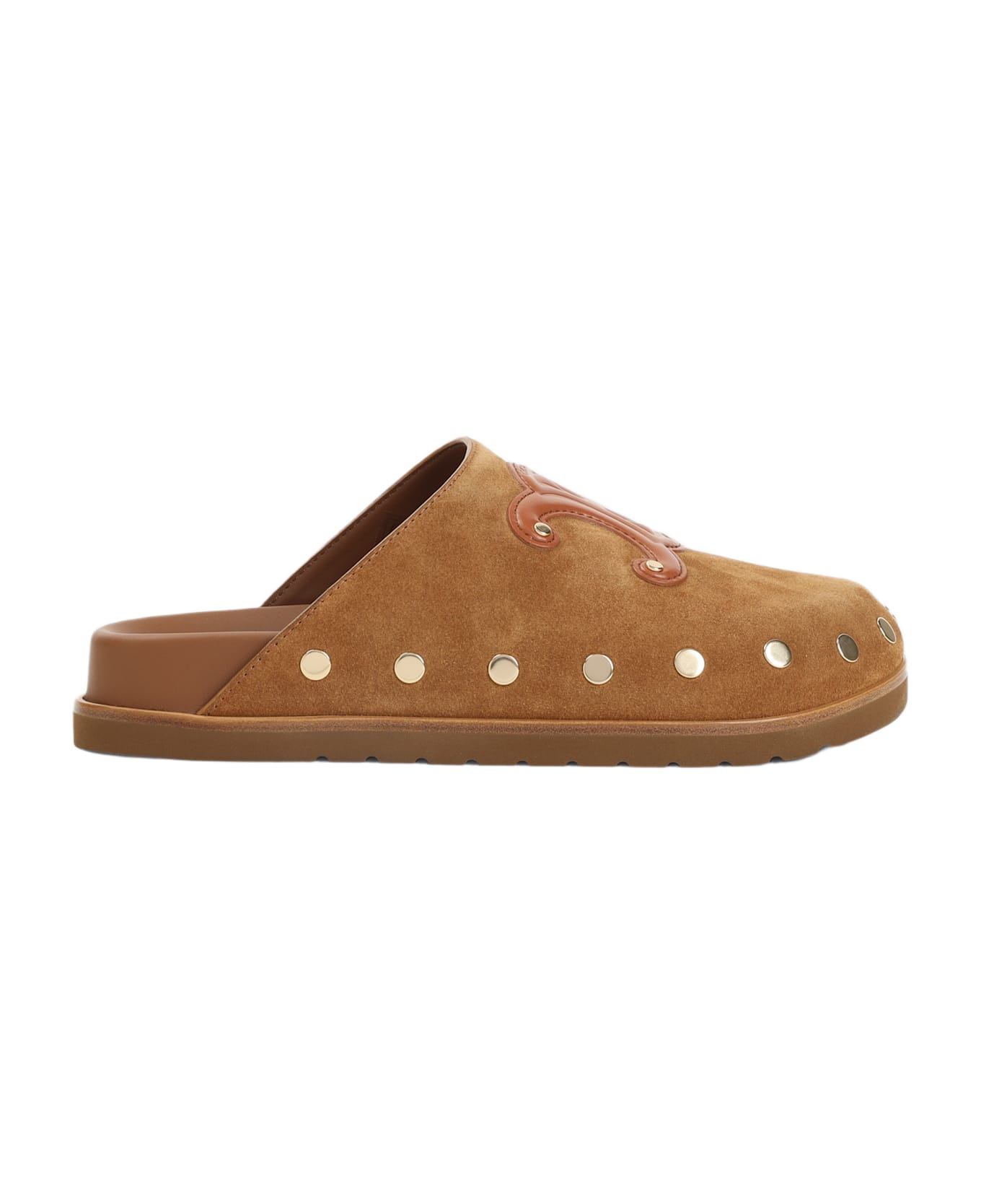 Celine Triomphe Wedge Mules - Nc Cognac