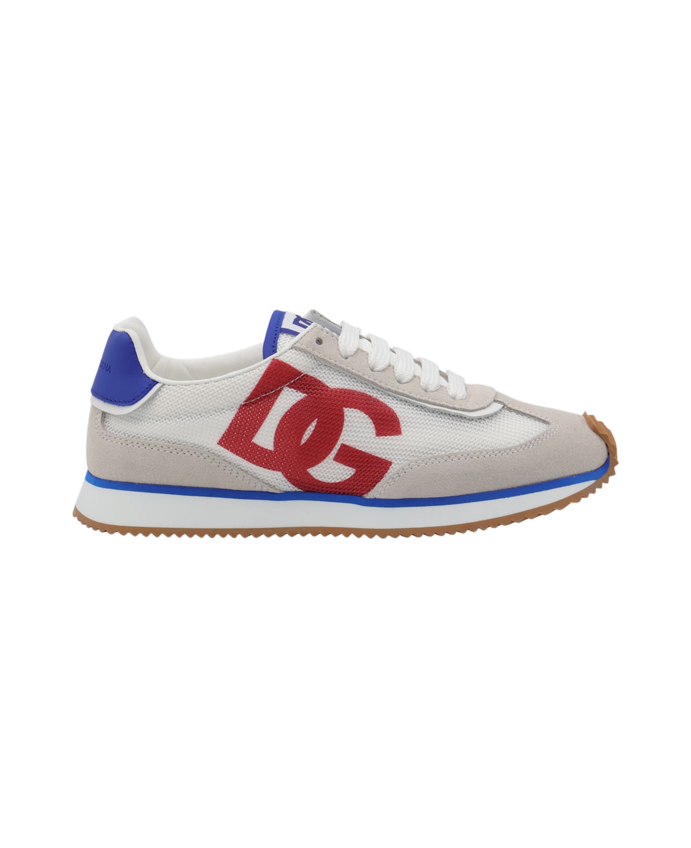 Dolce & Gabbana White And Blue Sneakers - Red