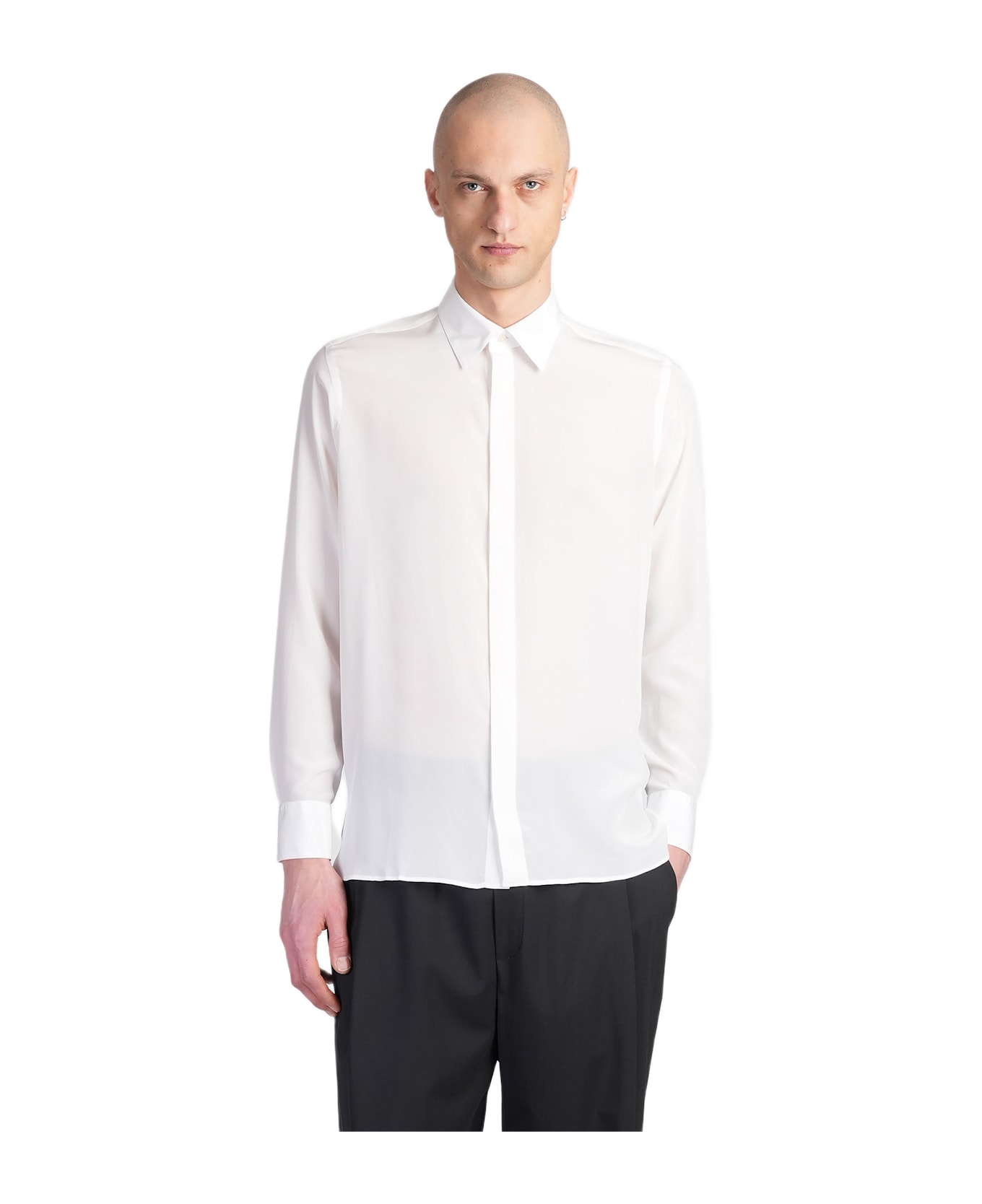 Laneus Shirt In White Silk - white
