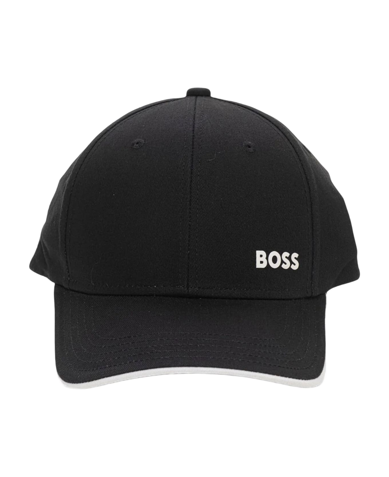 Hugo Boss Cotton Baseball Cap With Logo - Black