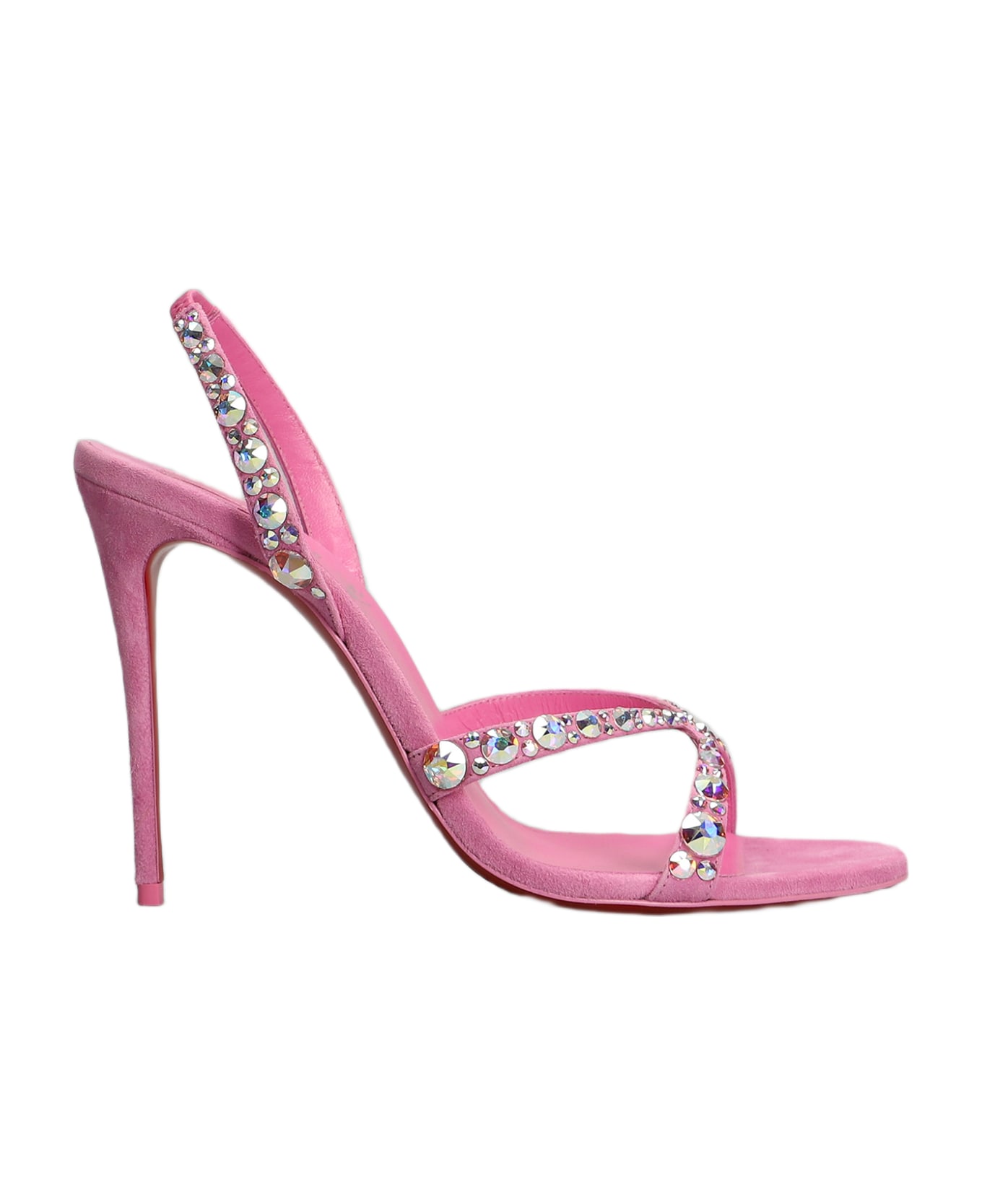 Christian Louboutin Emilie 100 Sandals In Rose-pink Suede | italist ...