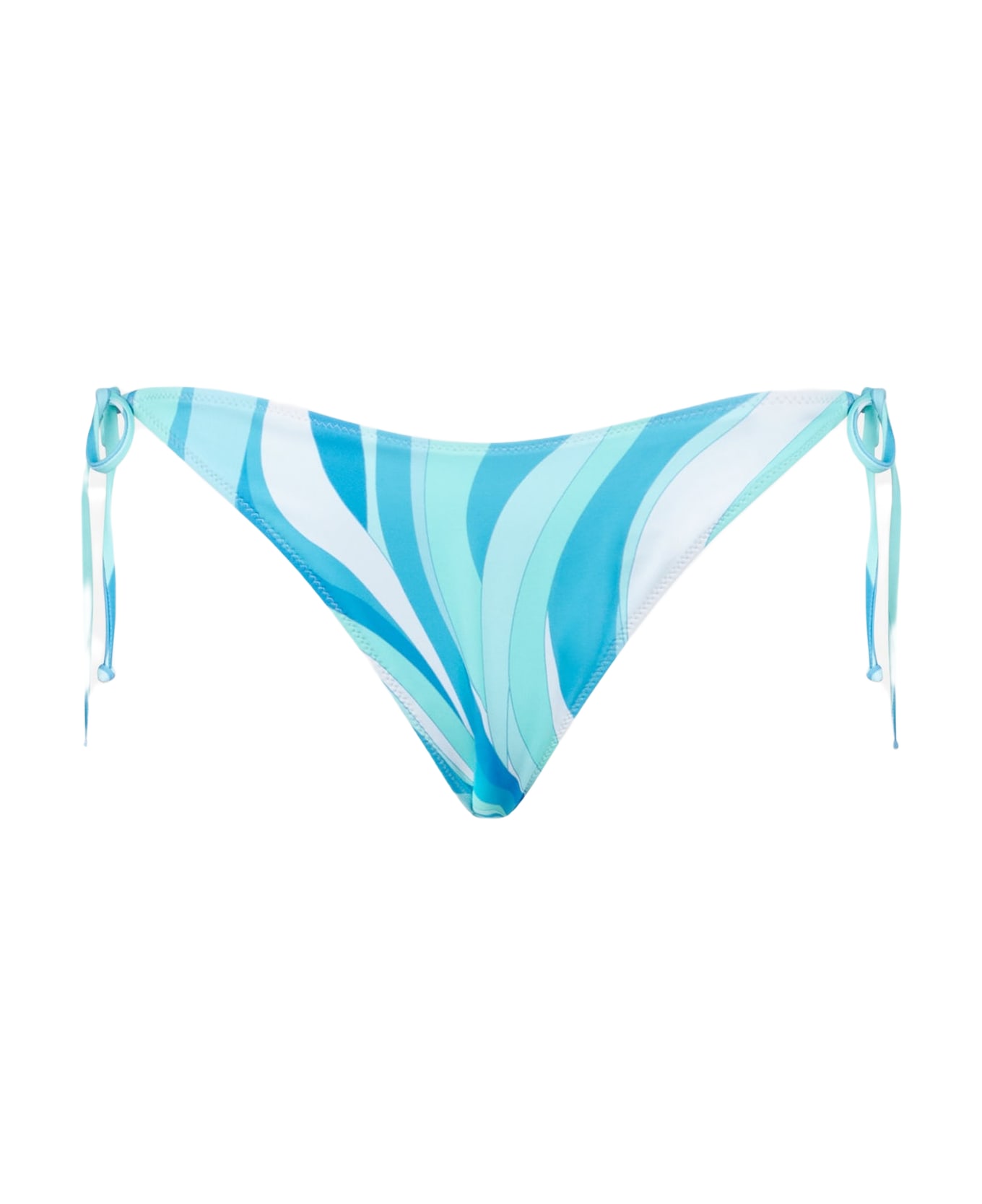 MC2 Saint Barth Woman Swim Briefs With Light Blue Wave Pattern - BLUE
