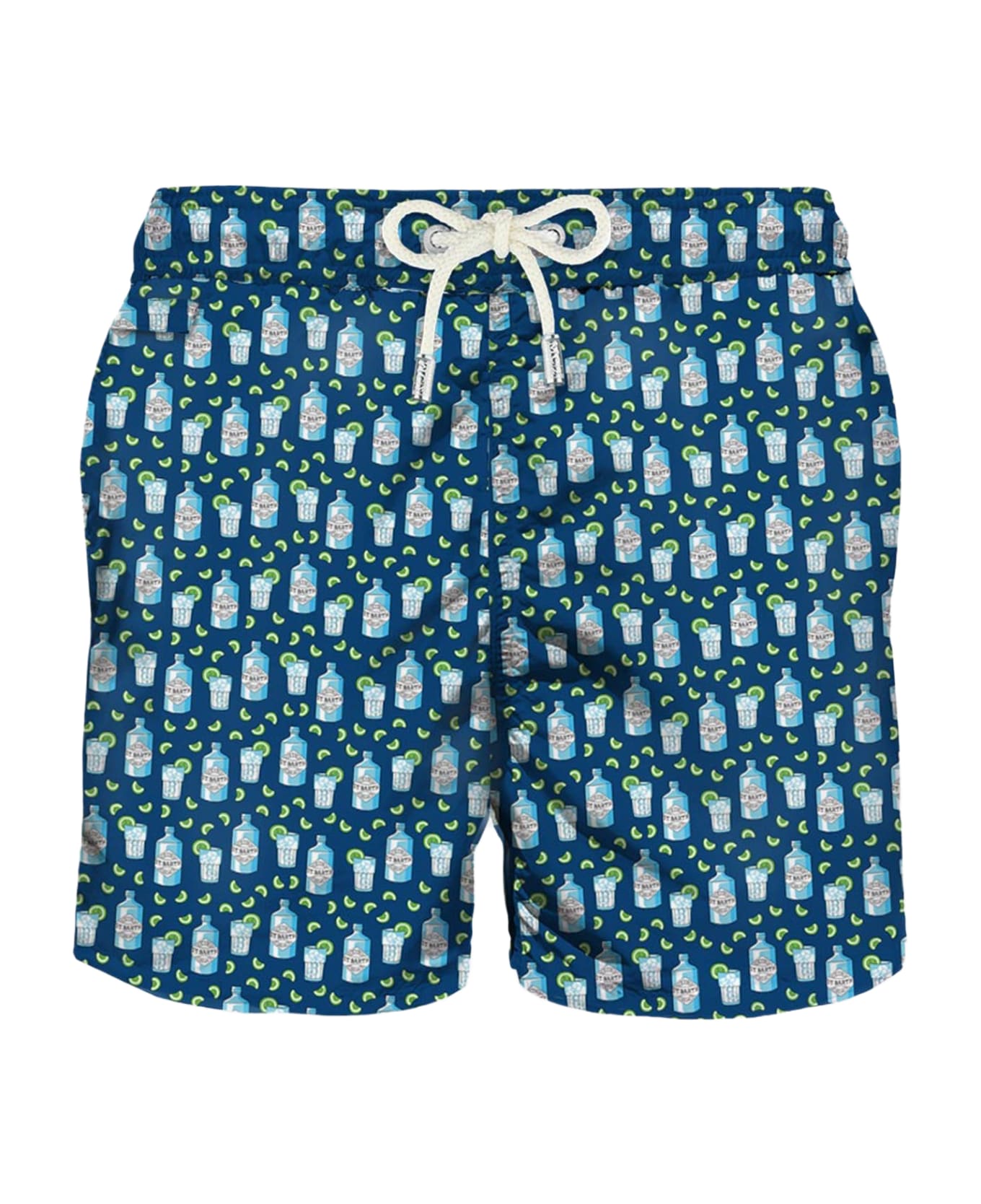 MC2 Saint Barth Man Light Fabric Swim Shorts With Gin Print | Gin Mare Special Edition - BLUE