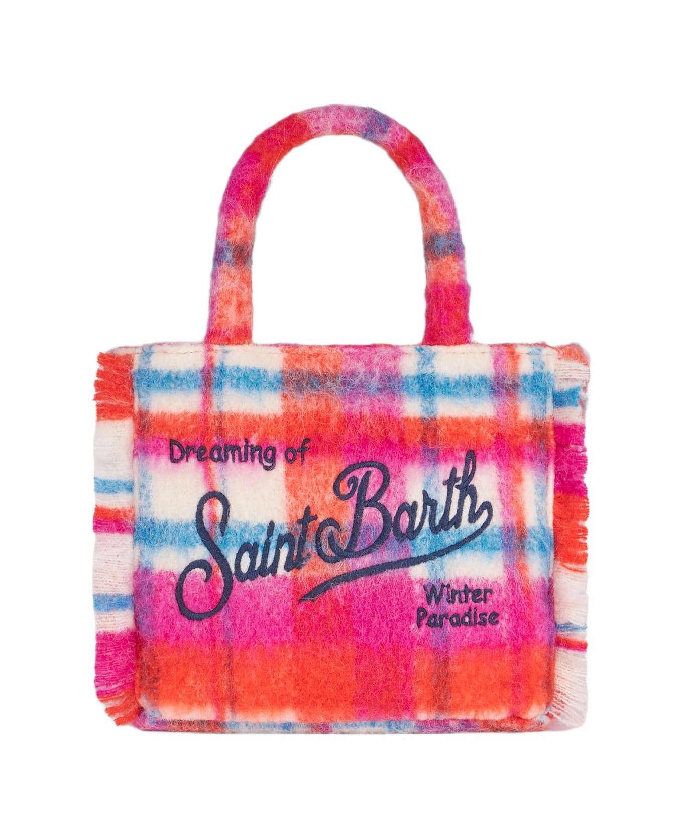 MC2 Saint Barth Wooly Colette Fringed Handbag With Tartan Pattern - MULTICOLOR