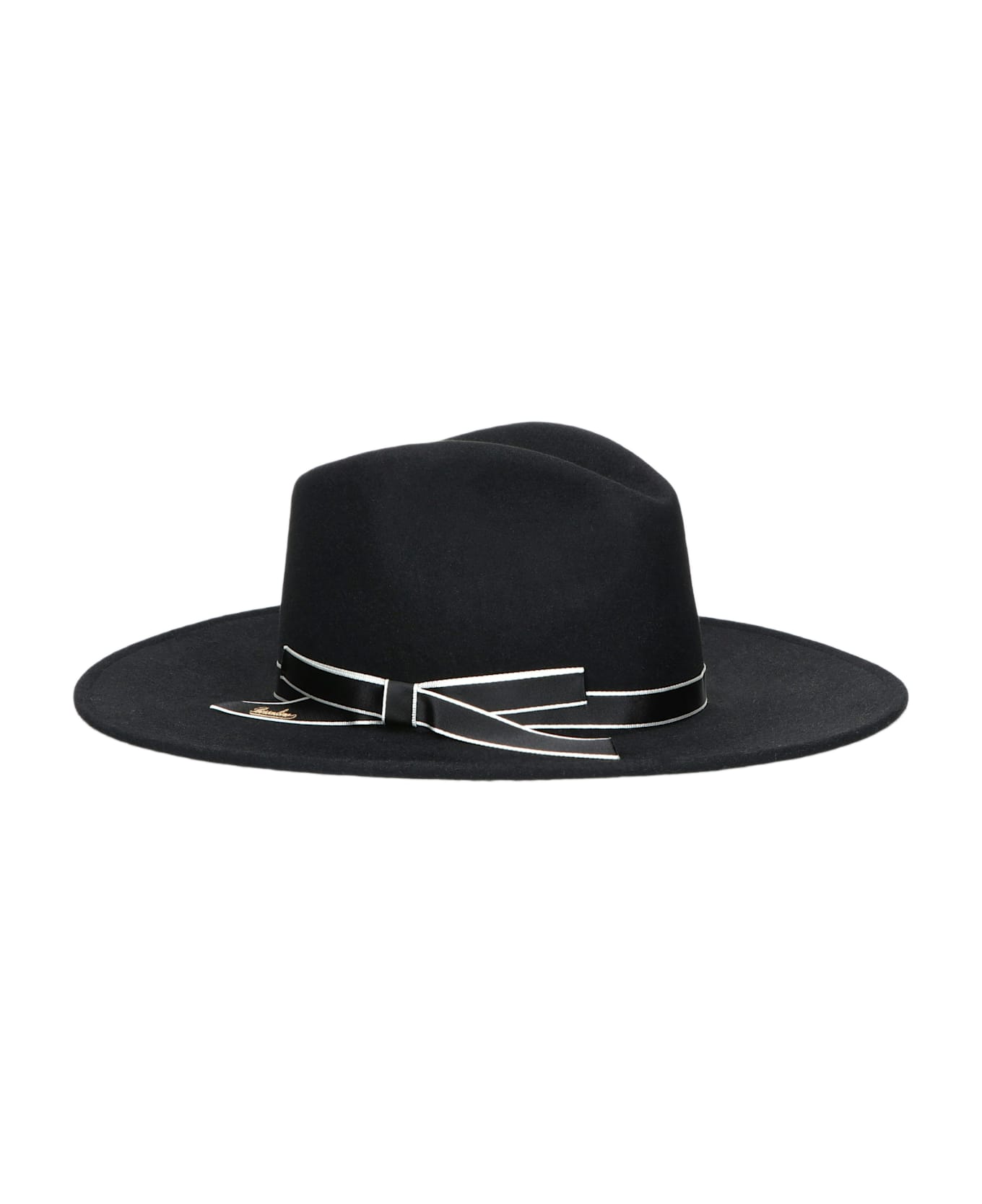 Borsalino Andrea Brushed Felt With Shiny Hatband - BLACK, TONE ON TONE HATBAND