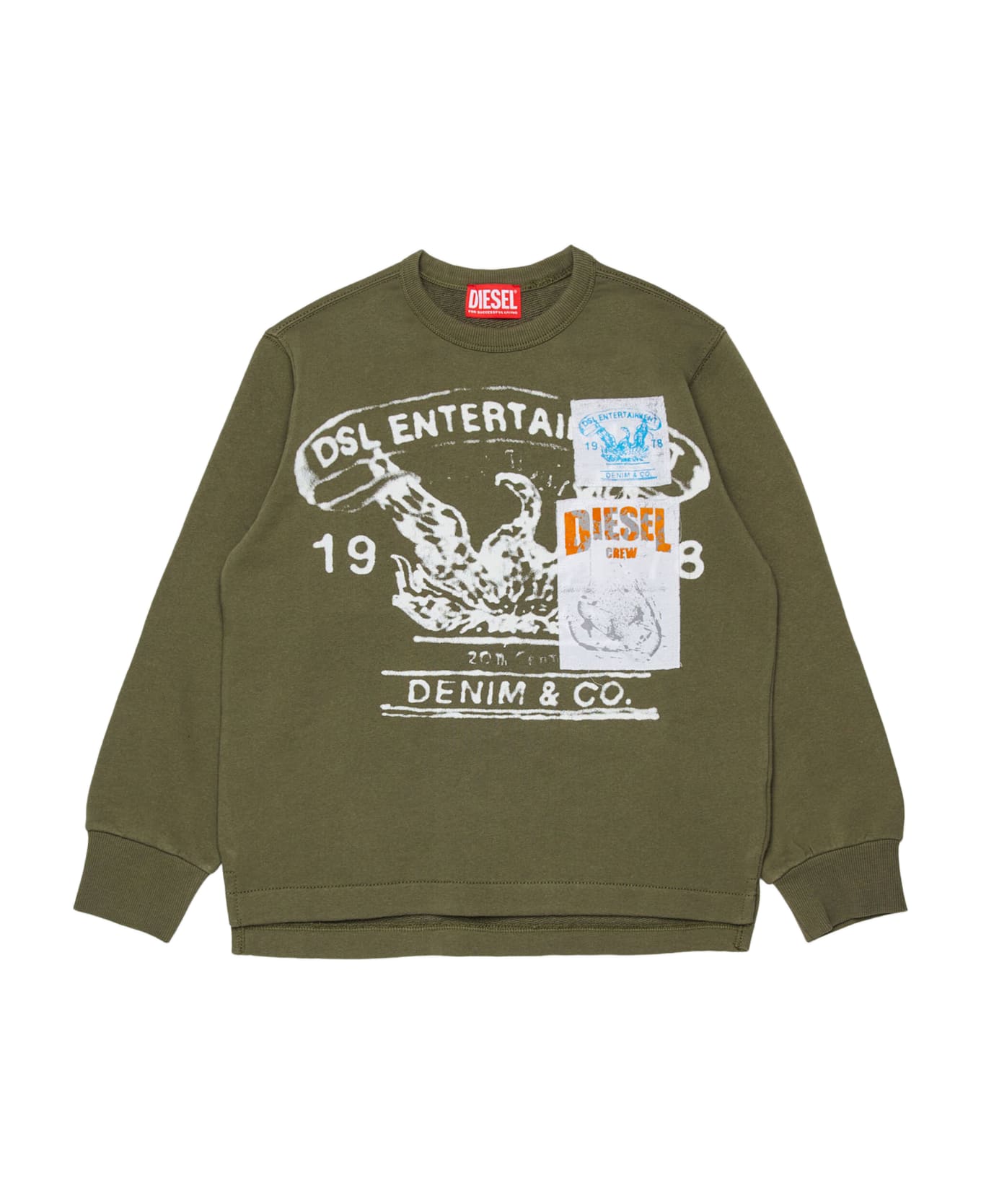 Diesel Sdersim Over Cotton Sweatshirt With Logo Print - Green