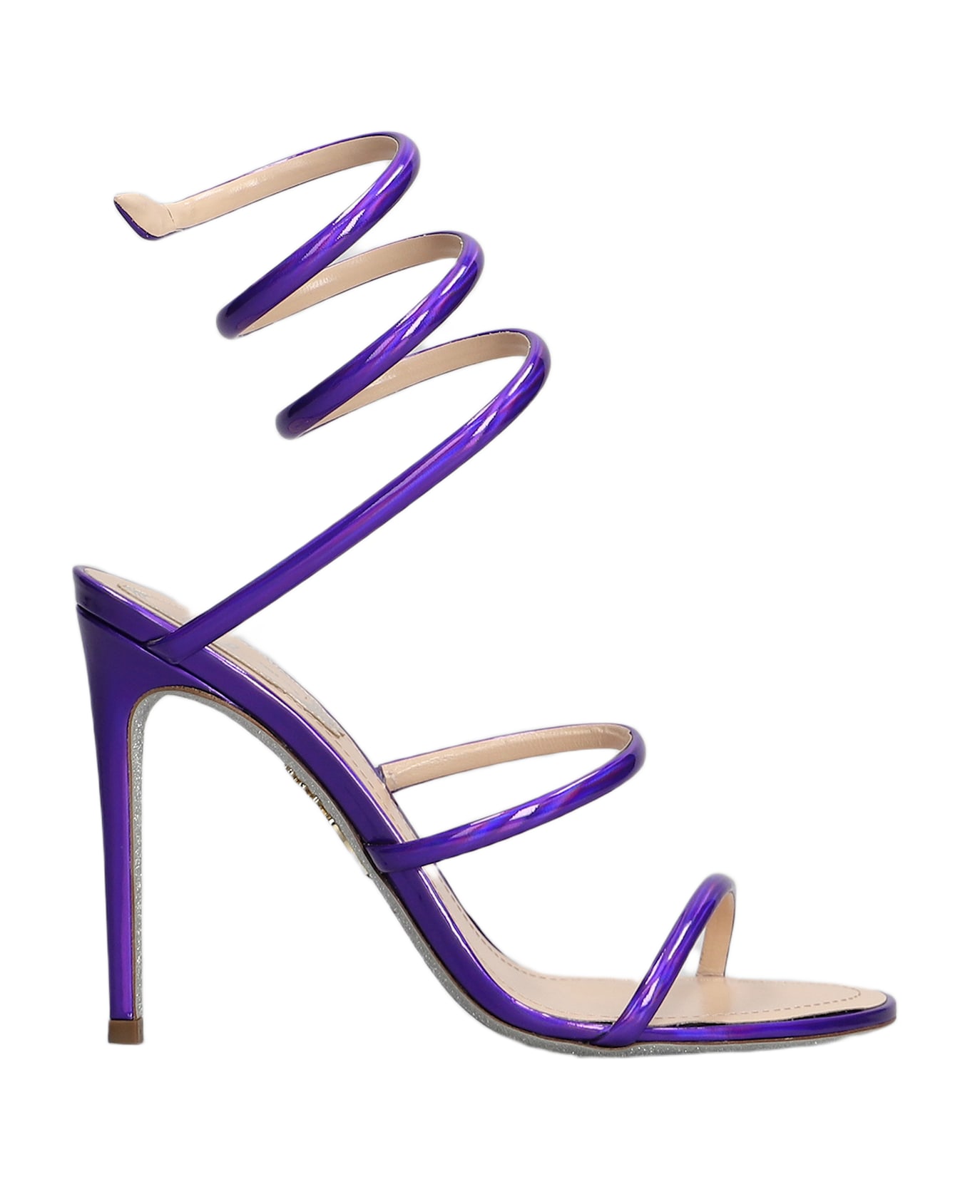 René Caovilla Cleo Metallic Sandals In Viola Leather - Viola
