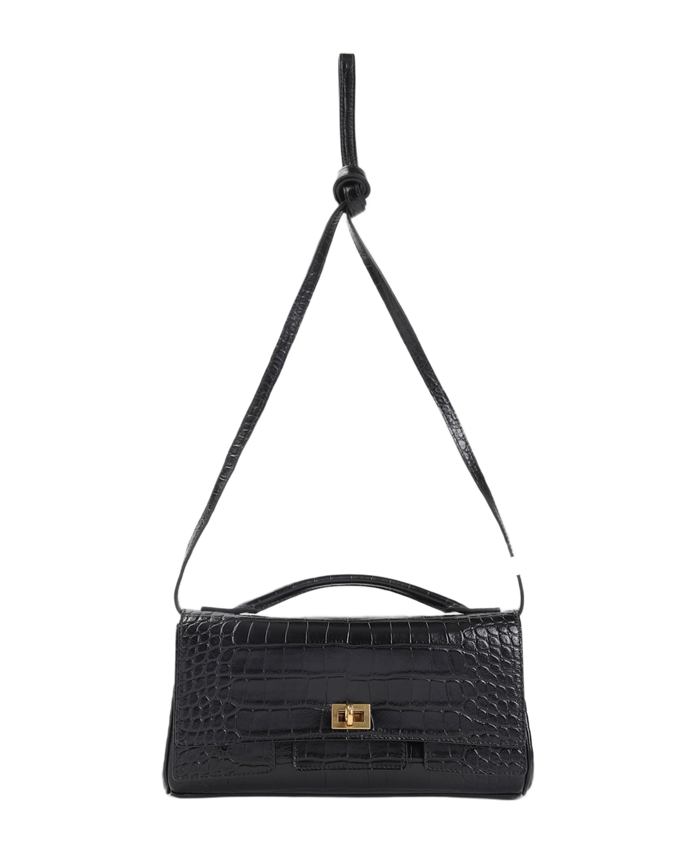 Balenciaga Bel Air Clutch On Strap Handbag - Black
