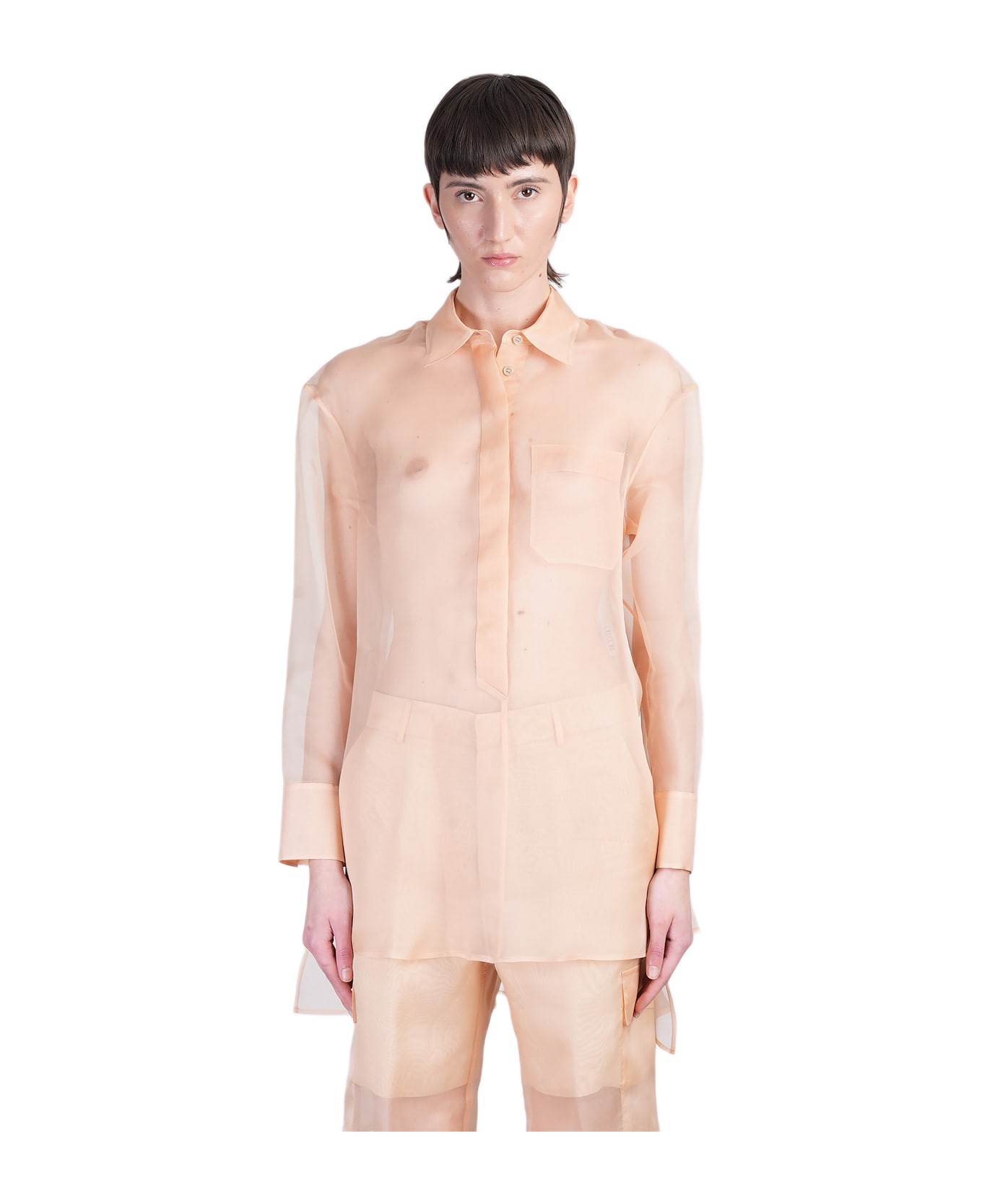 Del Core Shirt In Rose-pink Silk - rose-pink