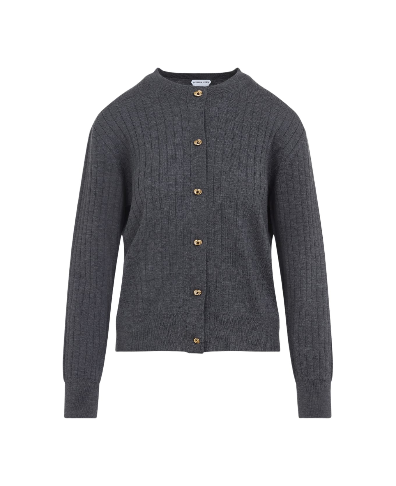 Bottega Veneta Wool Ribbed Cardigan - Antracite