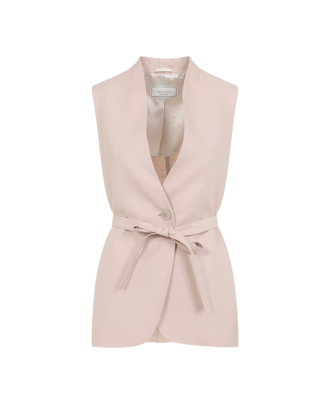 Peserico Linen Gilet - Rosa Peonia