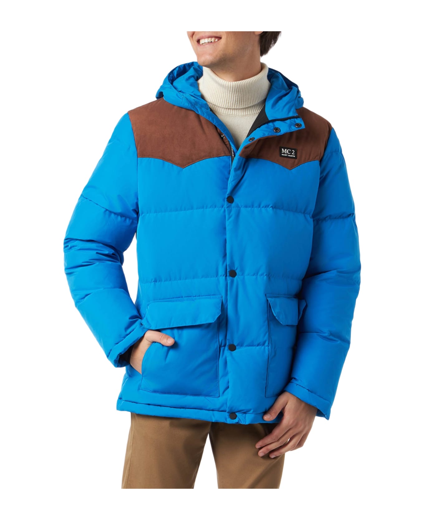 MC2 Saint Barth Man Bluette Hooded Down Jacket Baxter - BLUETTE