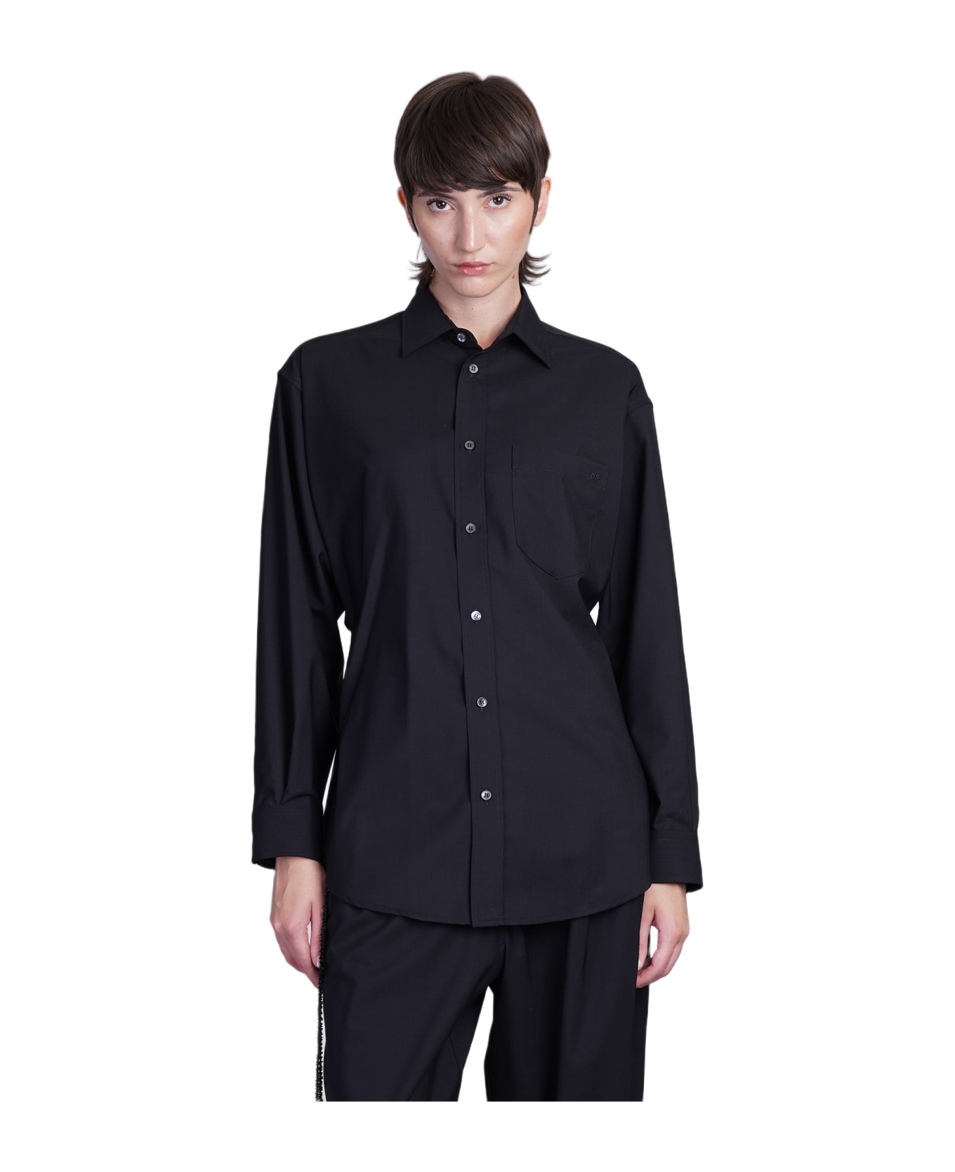 DARKPARK Anne Shirt In Black Wool - black
