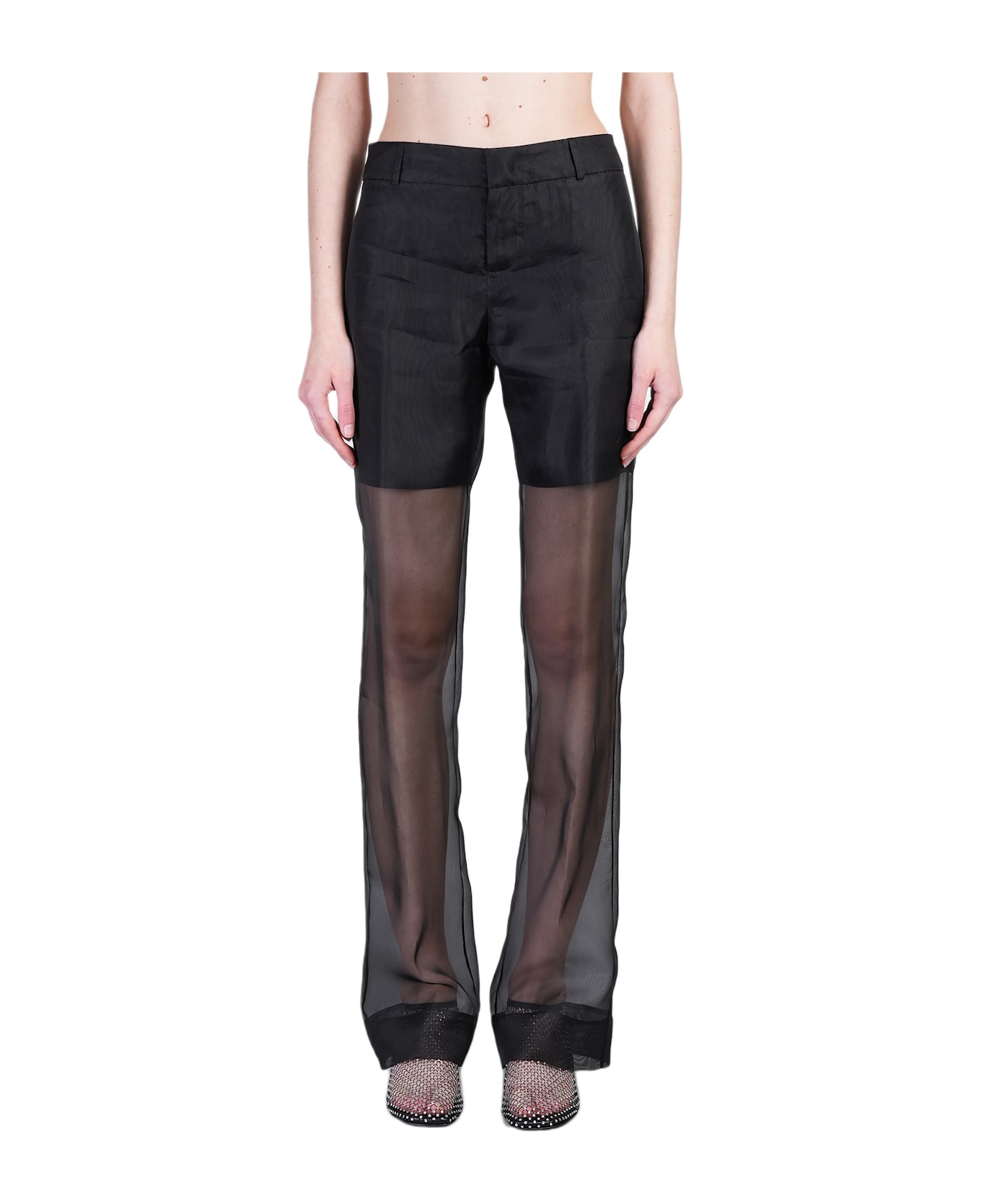 Del Core Pants In Black Silk - black