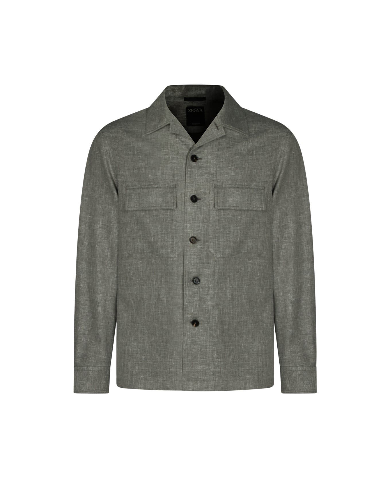 Zegna Grey Linen And Virgin Wool Blend Casual Jacket - Grey