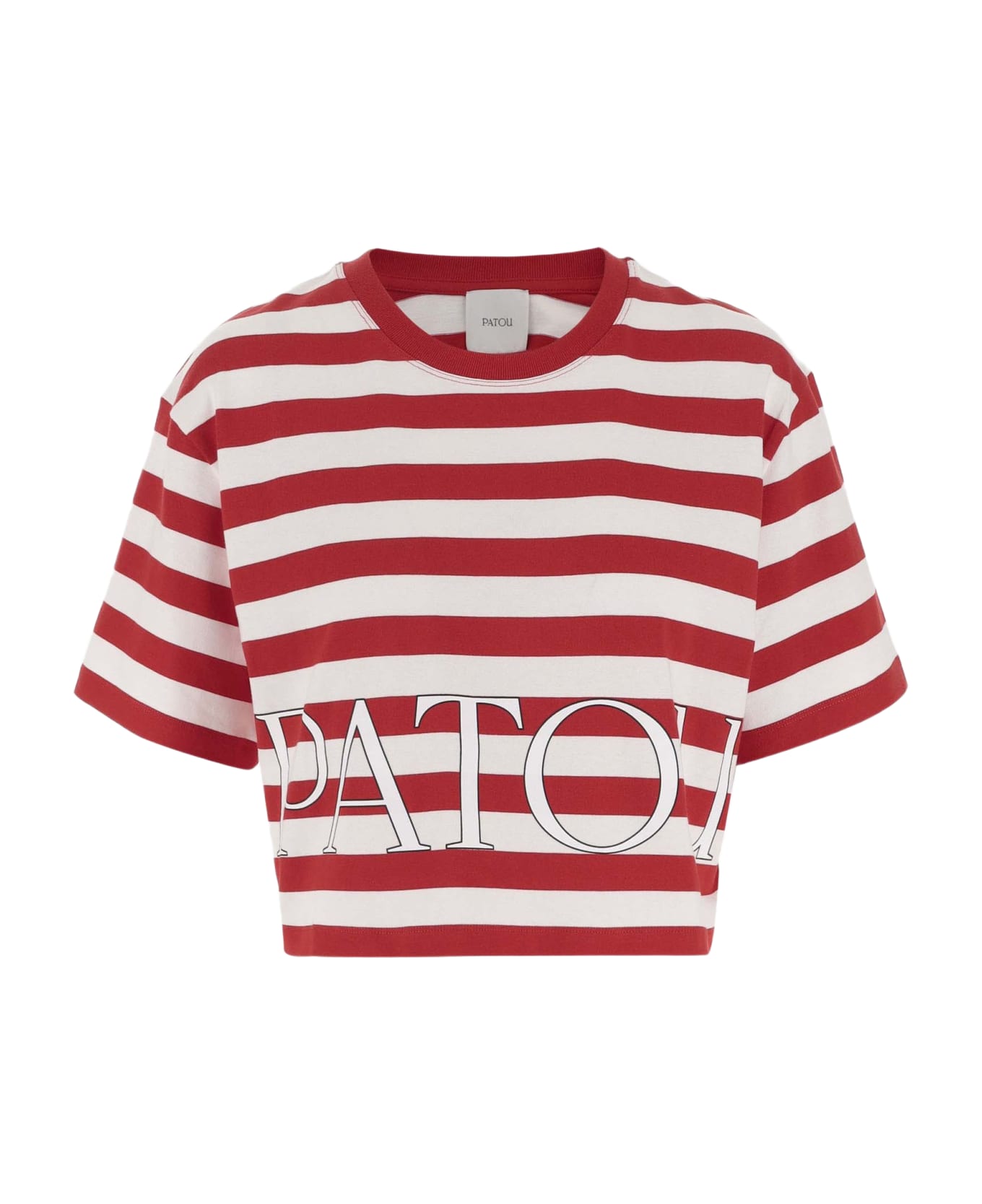 Patou Cotton T-shirt With Logo Striped Pattern - Red Tシャツ