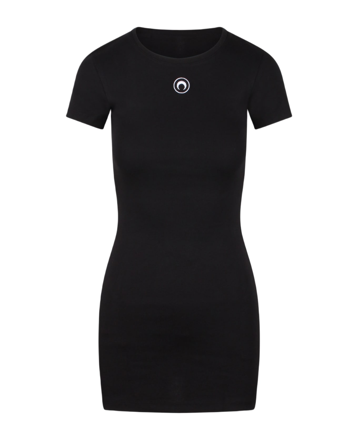 Marine Serre Organic Cotton Rib T-shirt Dress - Black