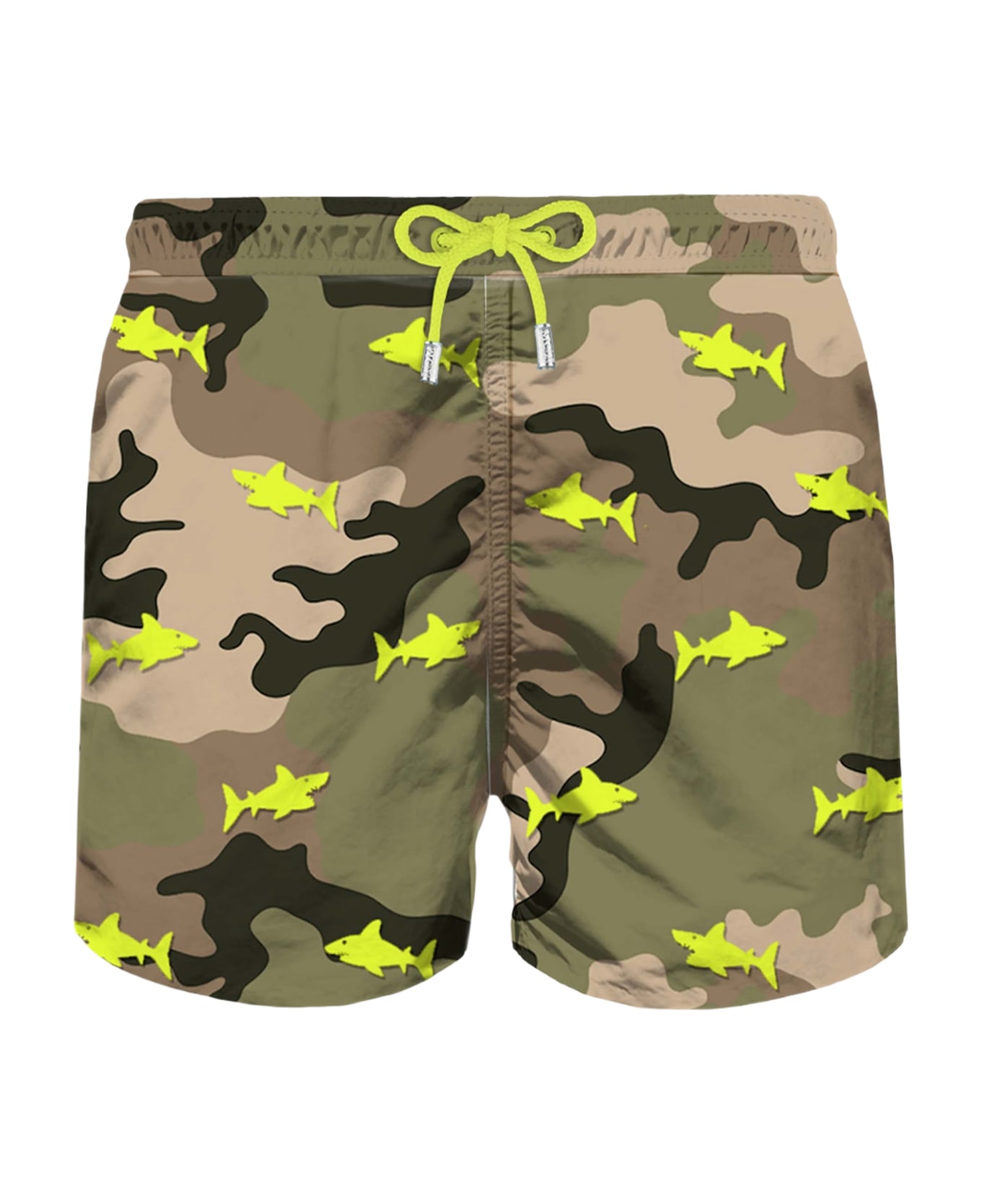 MC2 Saint Barth Man Light Fabric Swim Shorts With Sharks Embroidery - GREEN スイムトランクス