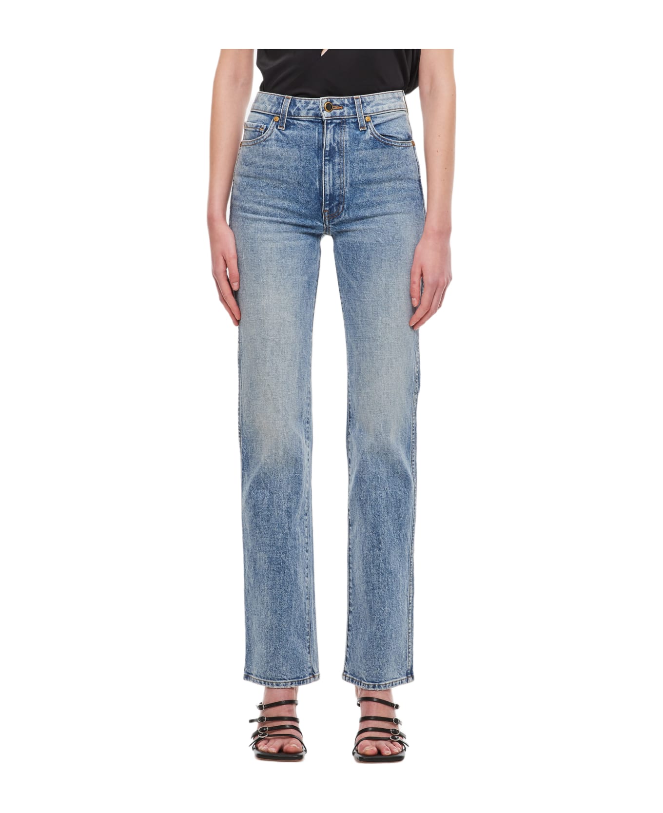 Khaite Danielle High Waisted Cotton Jeans - Blue
