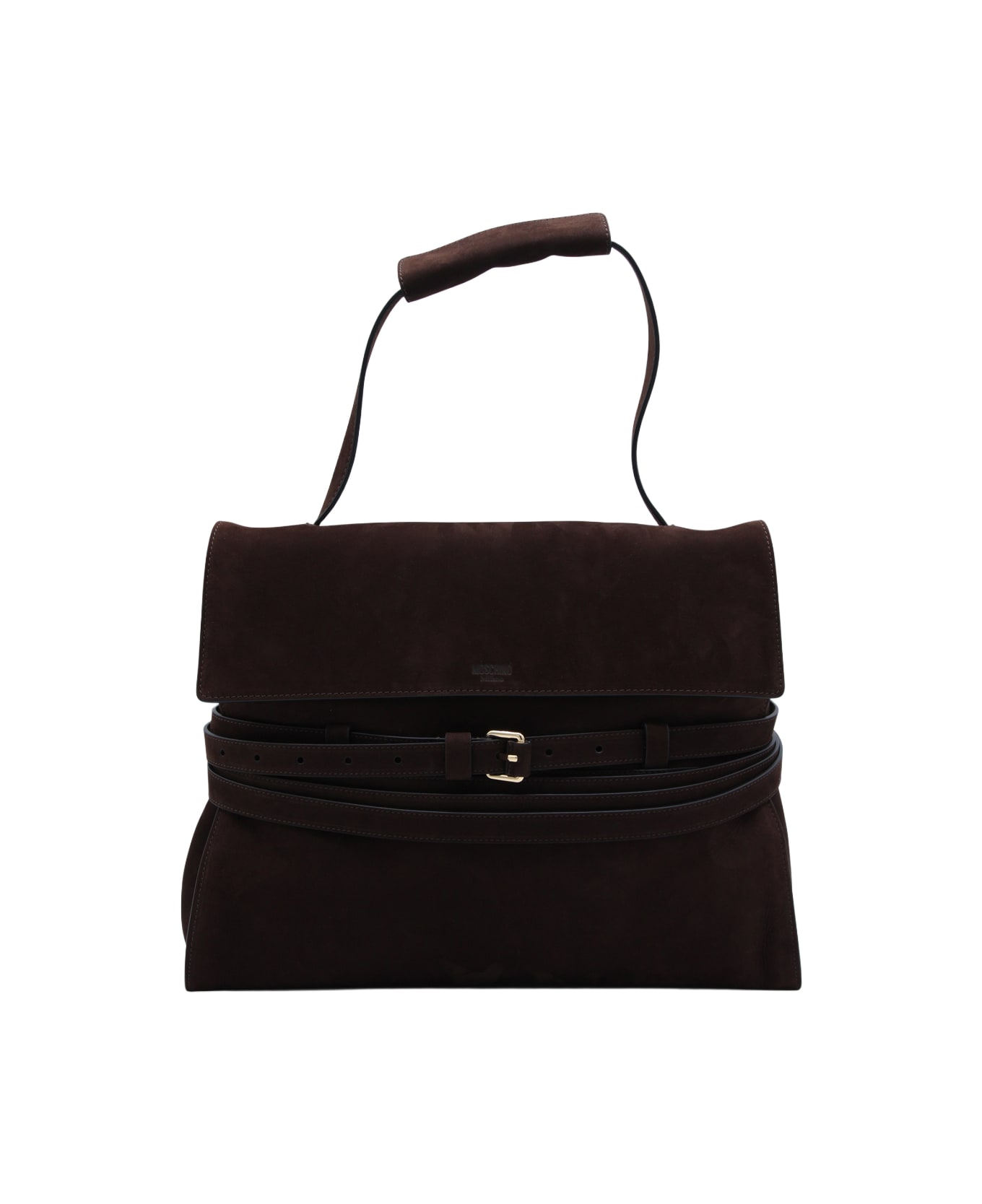 Moschino Chocolate Leather Top Handle Bag - Brown