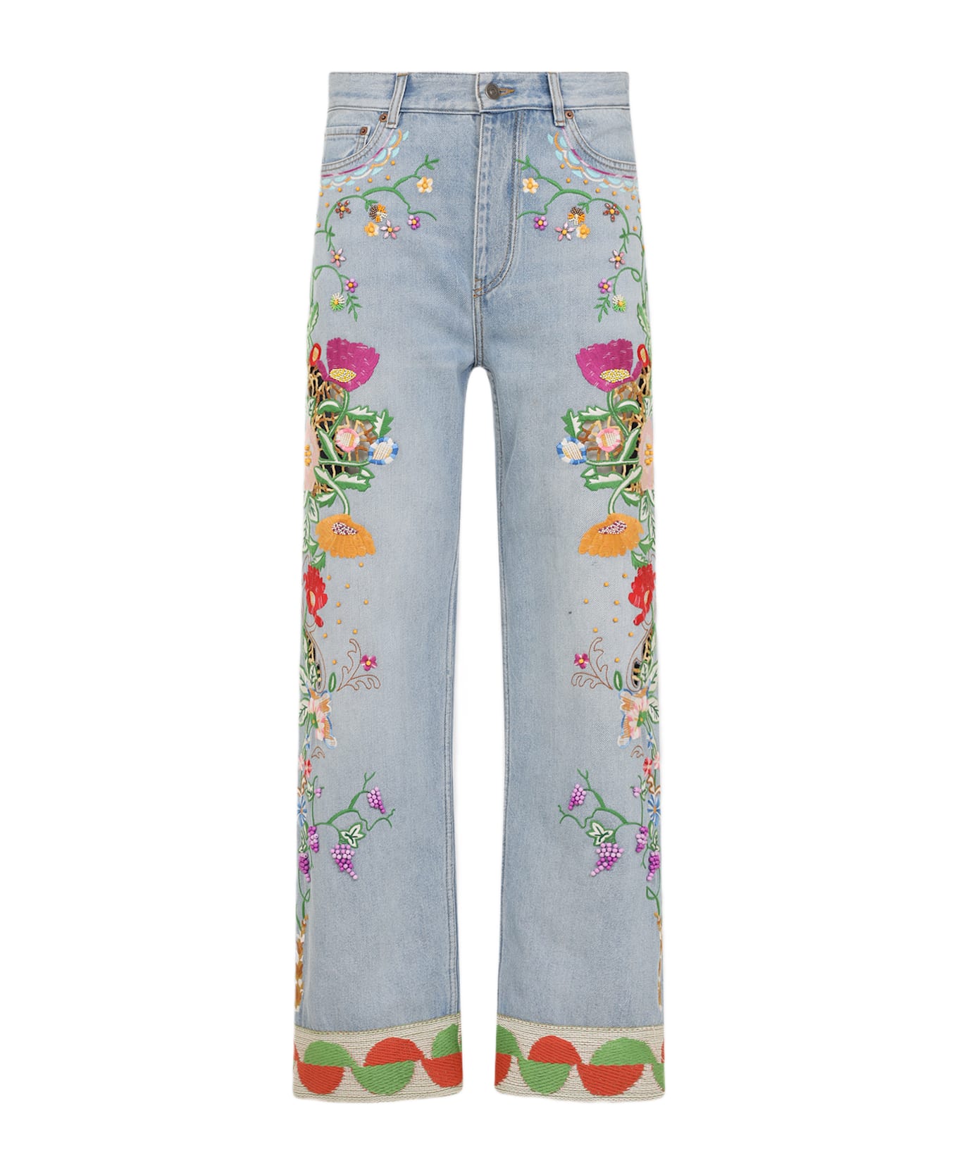 Valentino Embroidered Jeans - Denim Blu Lav Chiaro