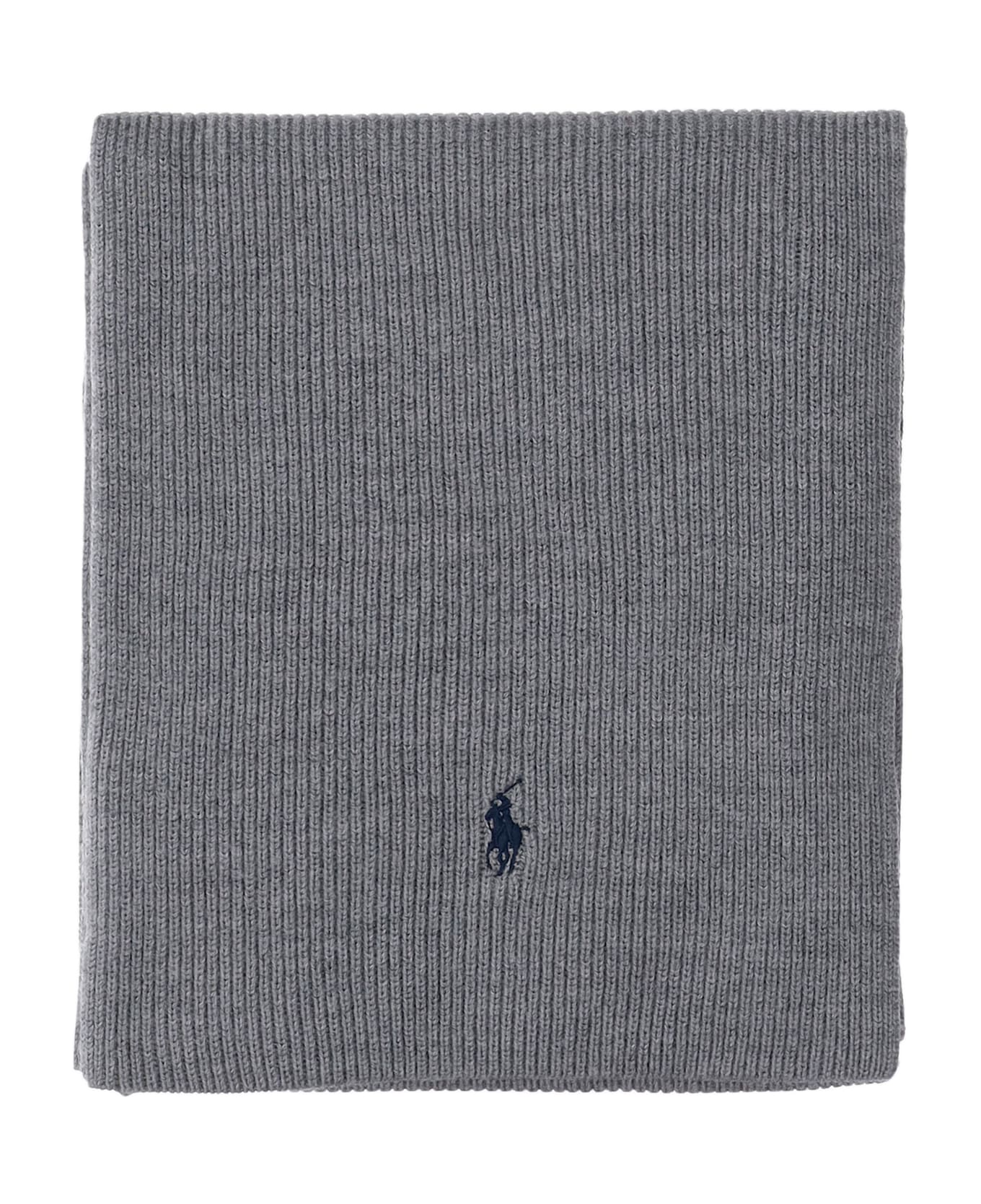 Ralph Lauren Wool Scarf With Logo - FAWN GREY HEATHER