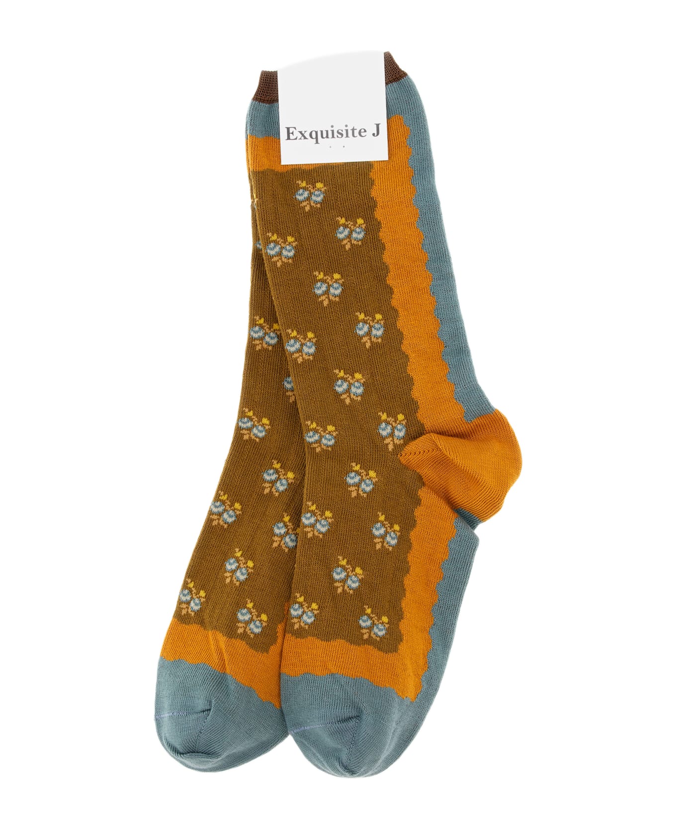 Exquisite J Mid-lenght Cotton Blend Socks - MultiColour