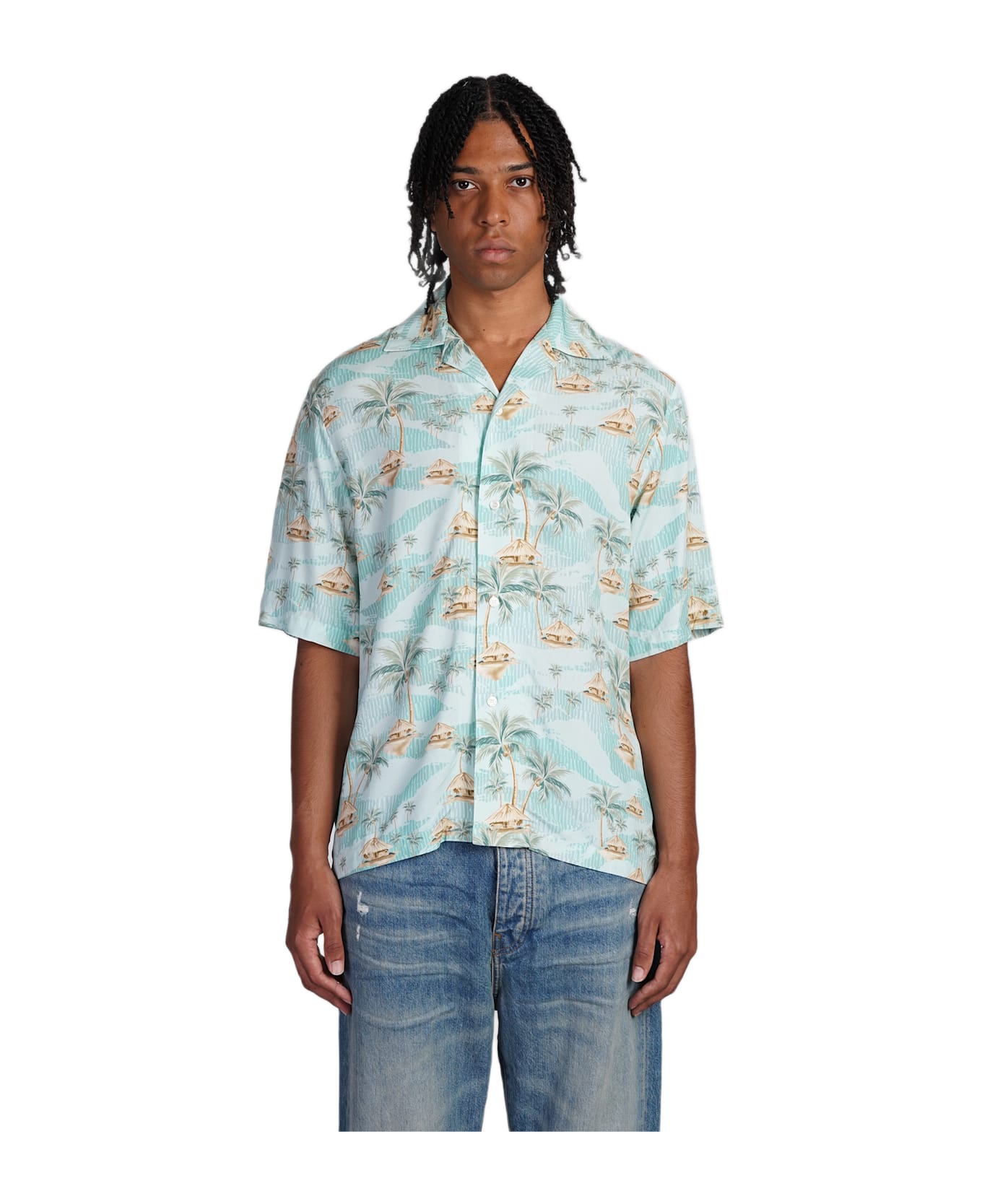 AMIRI Shirt In Cyan Viscose - cyan