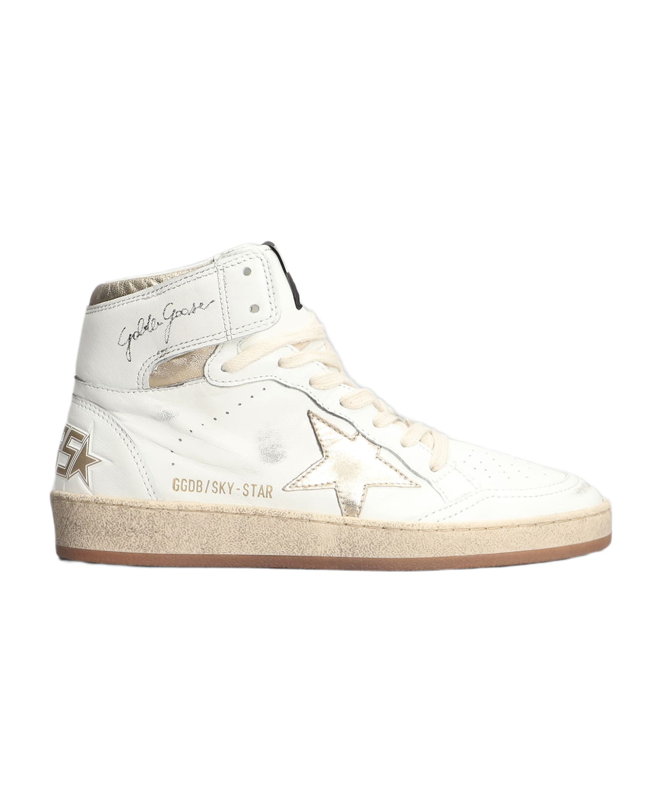 Golden Goose Sky Star Sneakers In White Leather - white