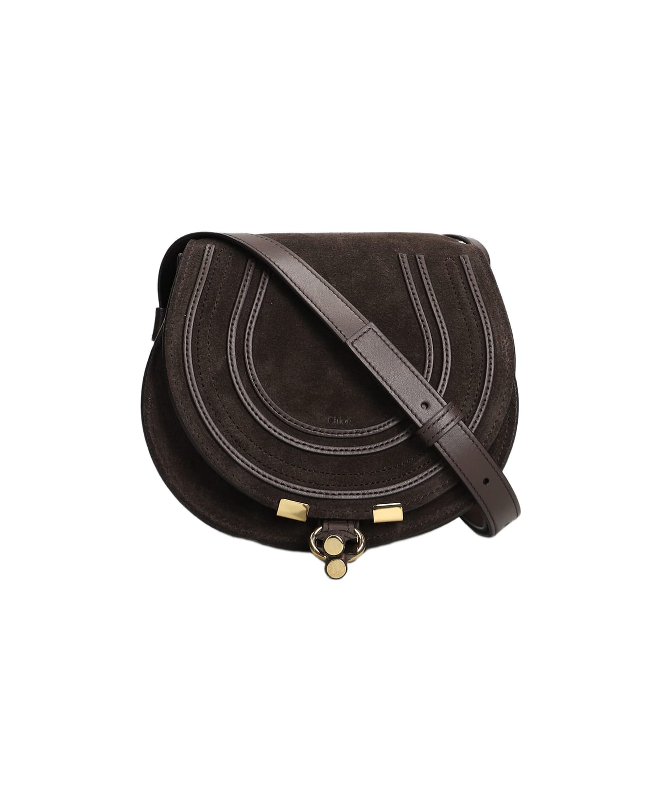 Chloé Mercie Shoulder Bag In Brown Suede - brown