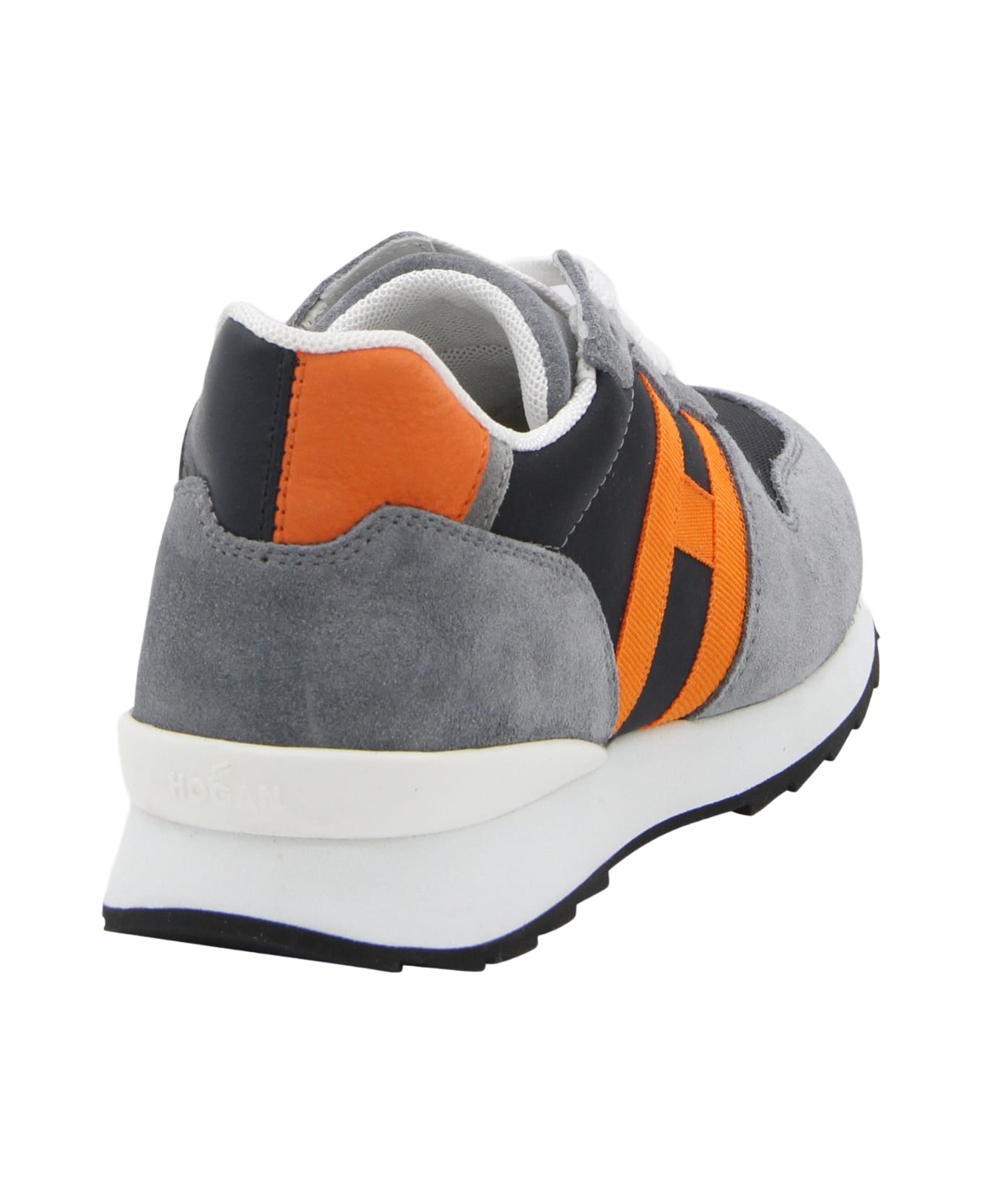 Hogan Grey-orange Leather Sneakers - GREY ORANGE