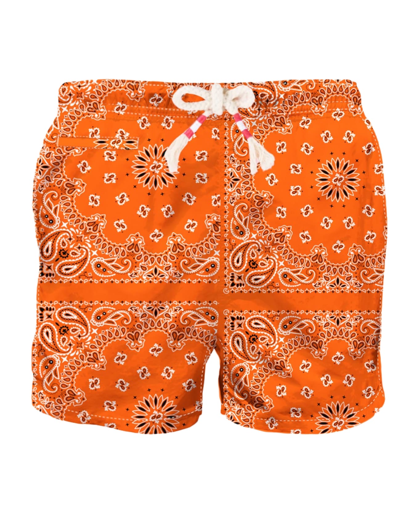 MC2 Saint Barth Man Swim Shorts With Orange Bandanna Print - ORANGE