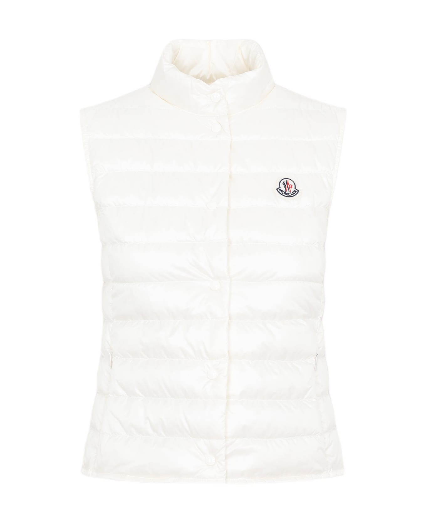 Moncler Liane Logo Patch Buttoned Down Gilet - Natural