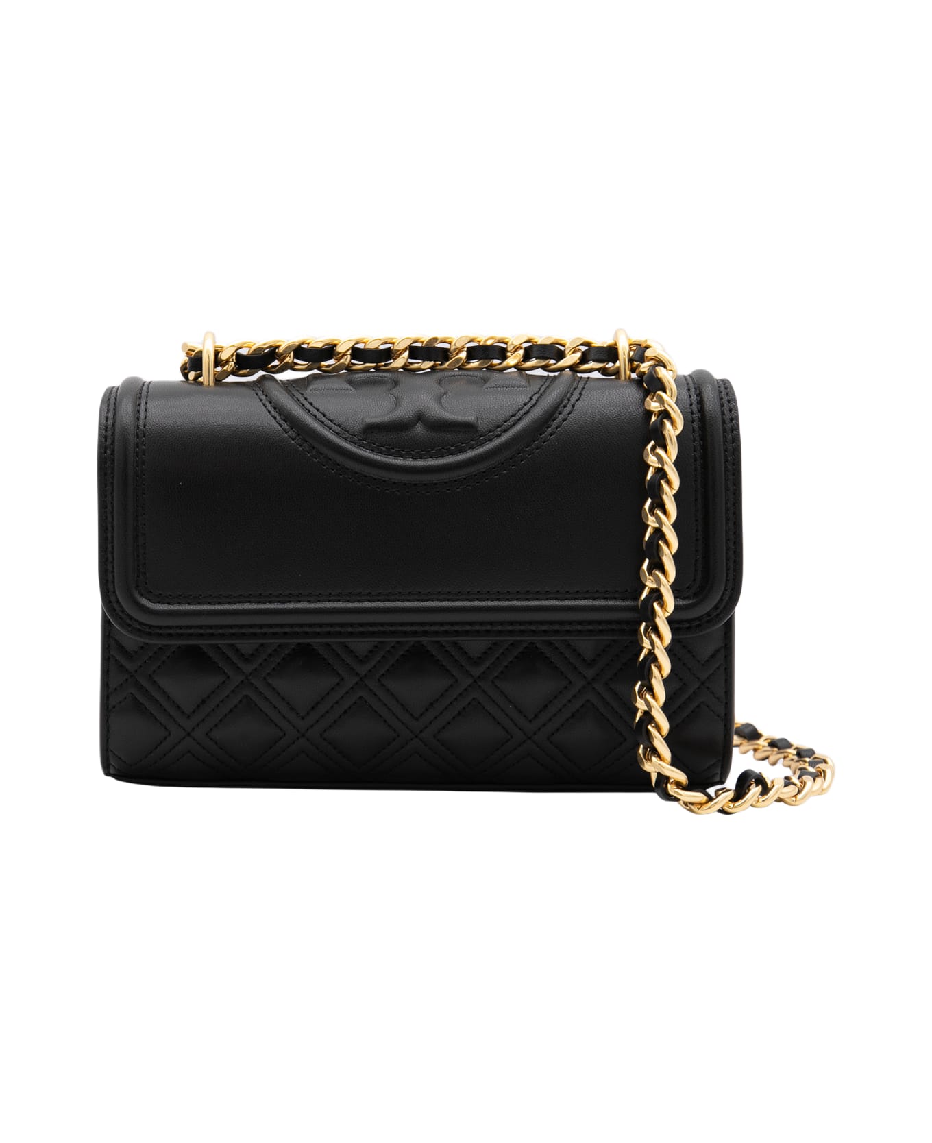 Tory Burch Black Leather Fleming Crossbody Bag - Black