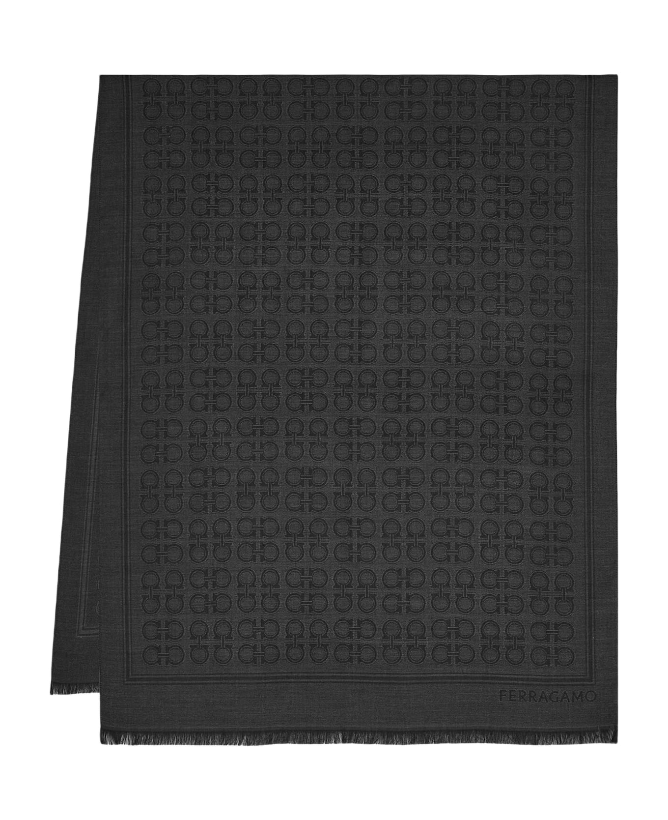 Ferragamo Wool And Silk Foulard - Grey