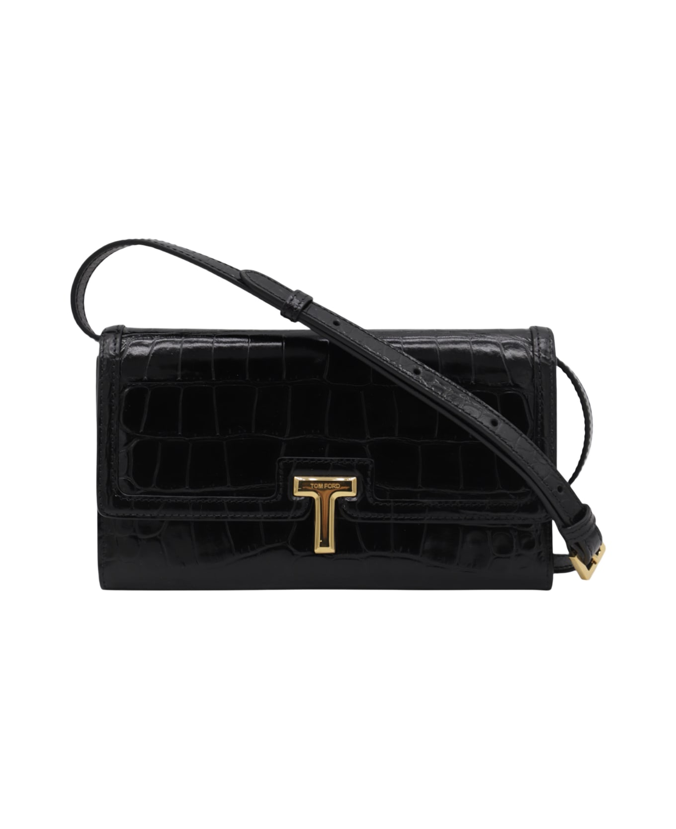 Tom Ford Black Leather Crossbody Bag - Black