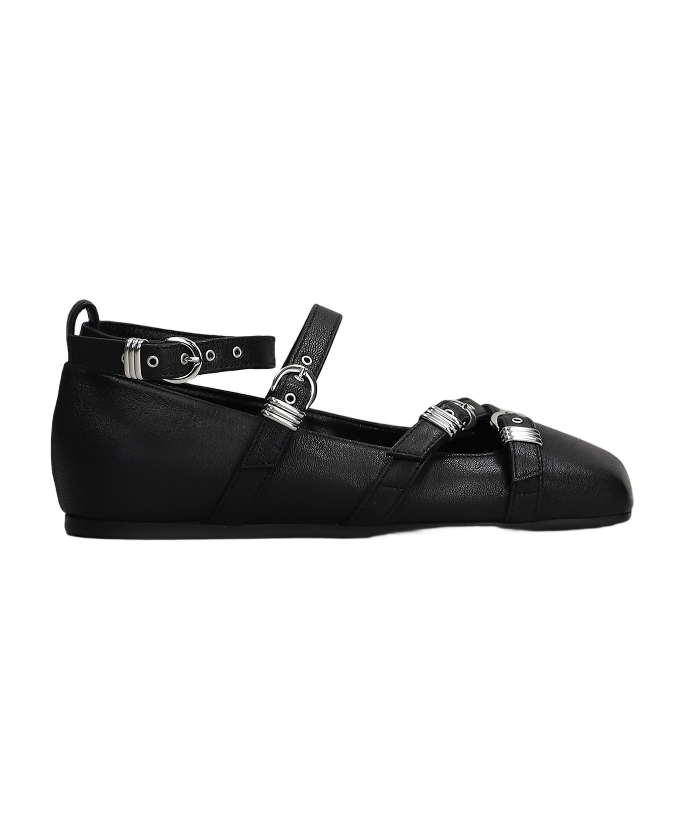 Vic Matié Logic 101 Ballet Flats In Black Leather - black