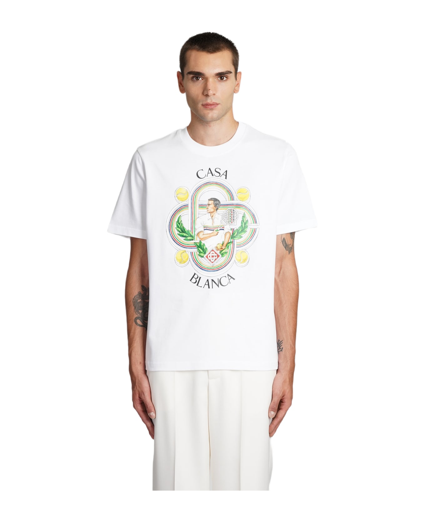 Casablanca T-shirt In White Cotton - white シャツ