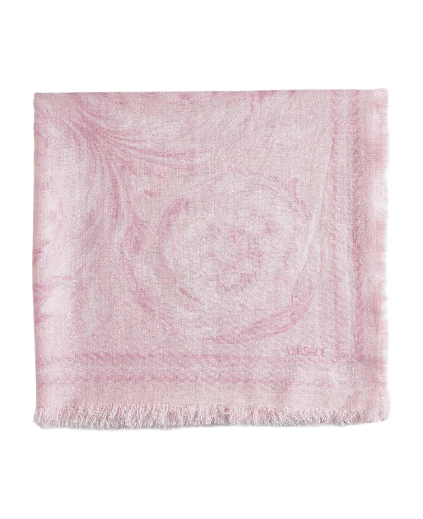 Versace Barocco Wool, Silk And Cashmere Scarf - ROSA