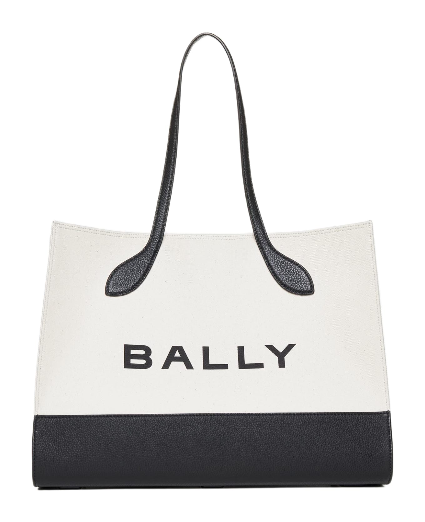 Bally Logo Canvas And Leather Tote Bag - White