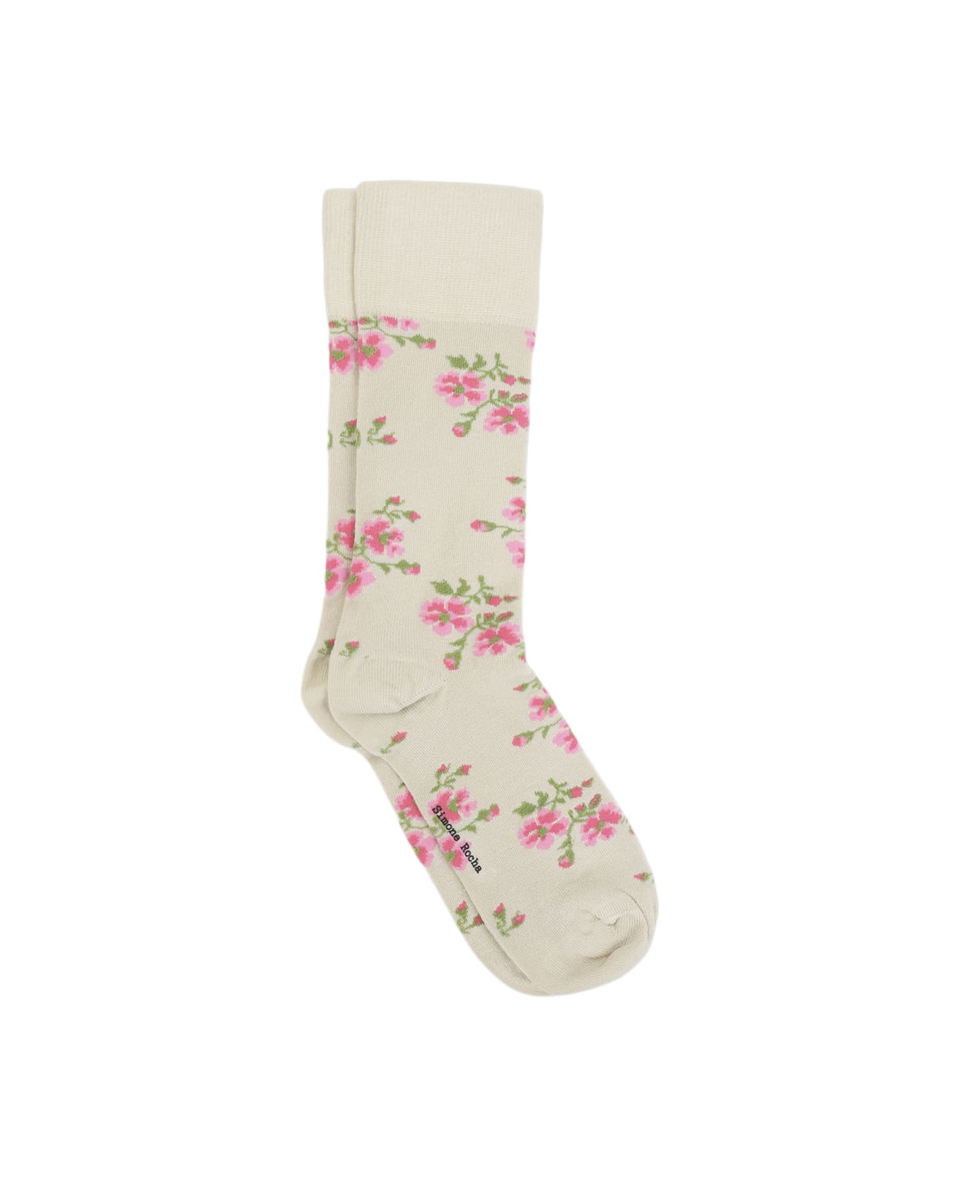 Simone Rocha Jacquard Ankle Socks - Cream Floral