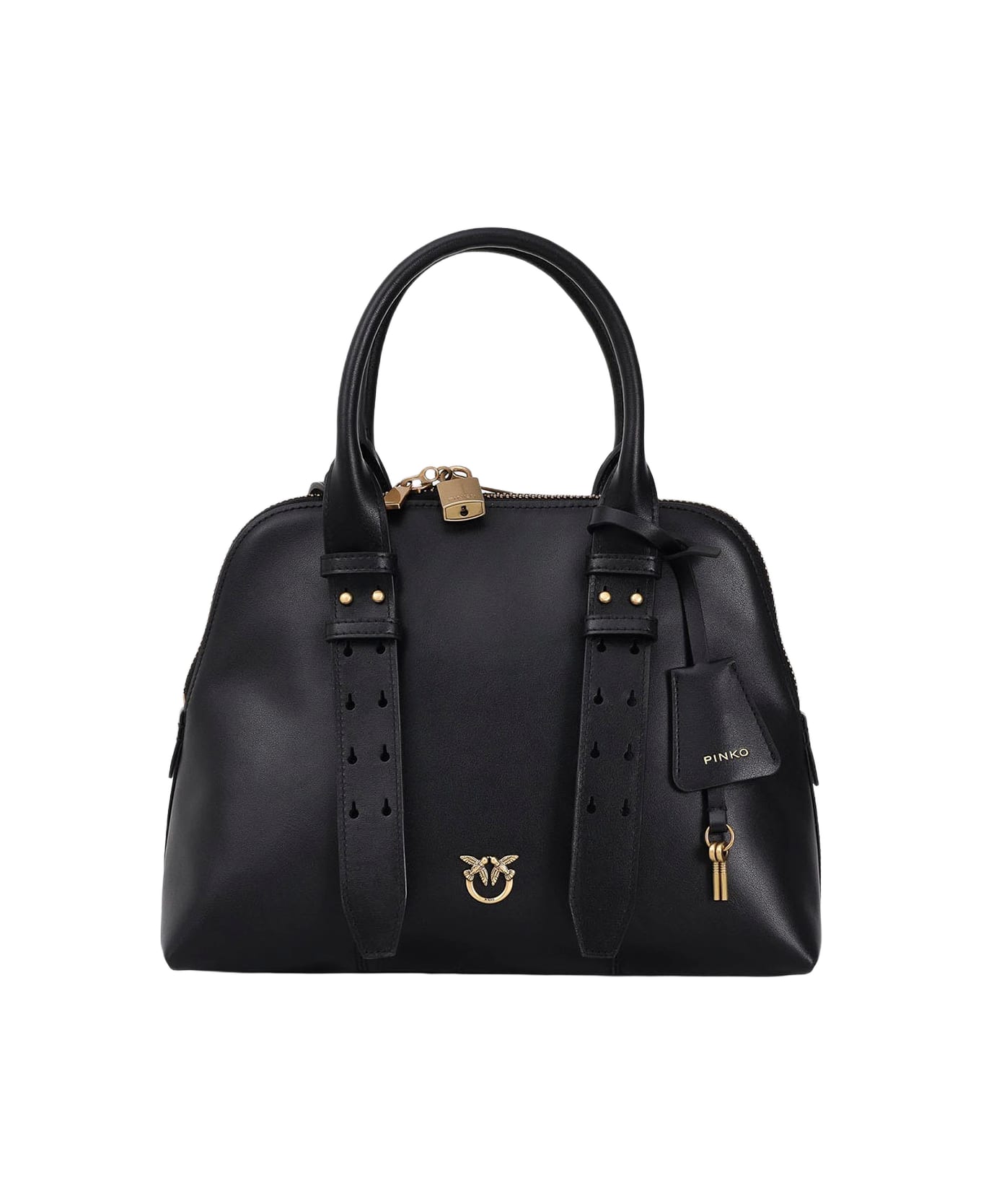 Pinko Medium Escape Leather Handbag - Black