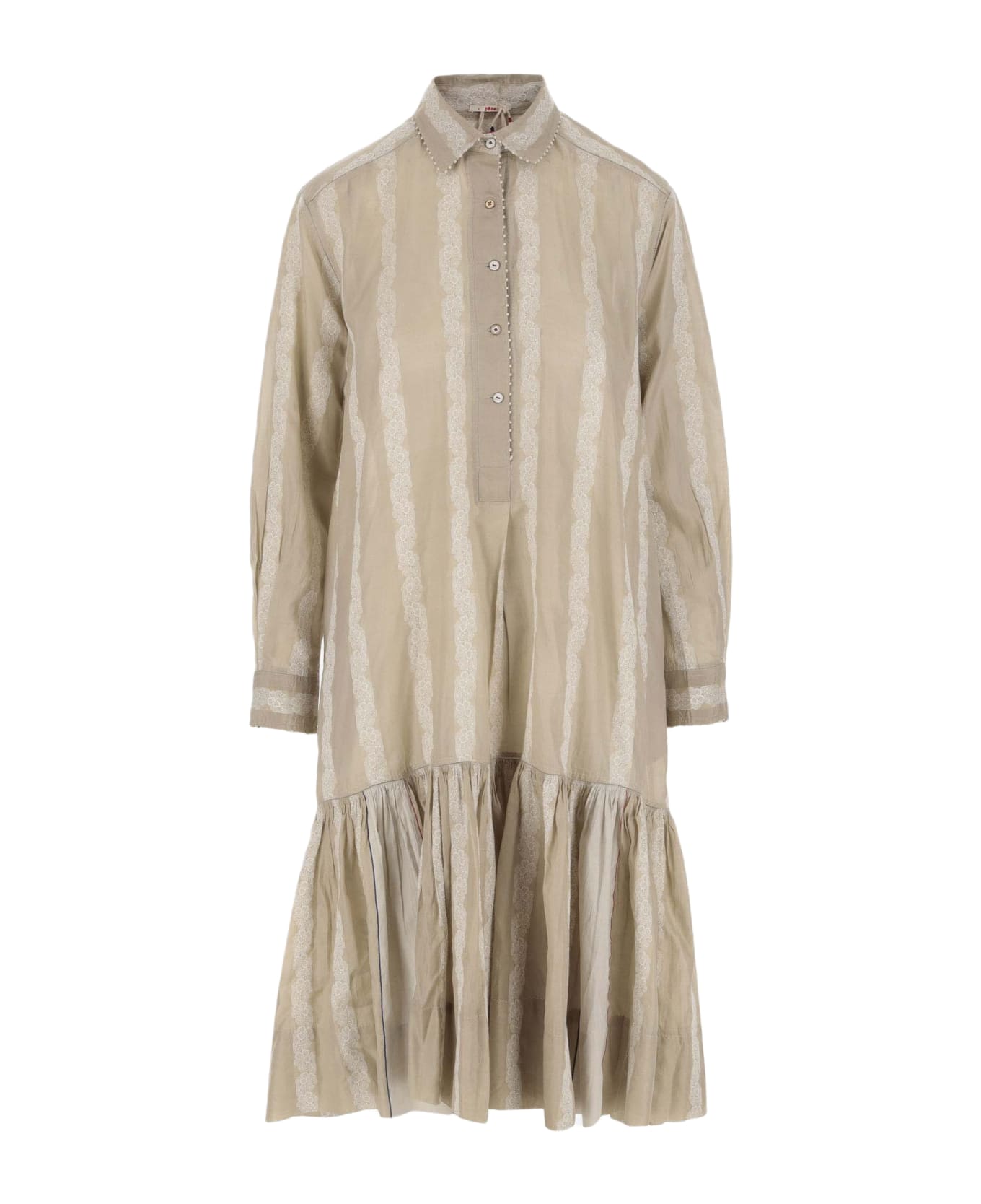 Péro Silk Chemisier Dress With Floral Pattern - Beige ワンピース＆ドレス