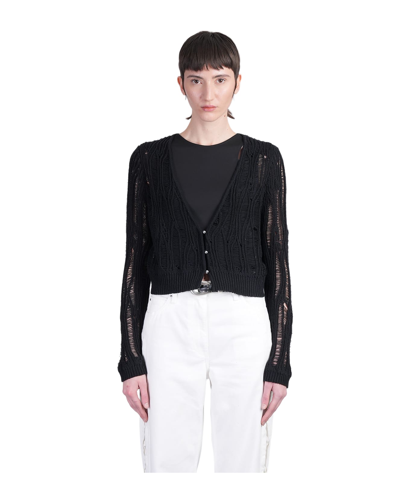 IRO Luna Cardigan In Black Cotton - black