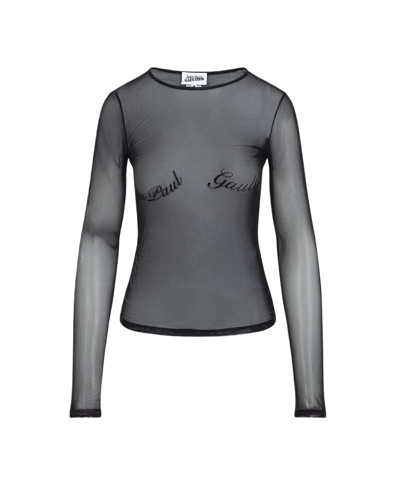Jean Paul Gaultier Top With Velvet Flock "" - Black